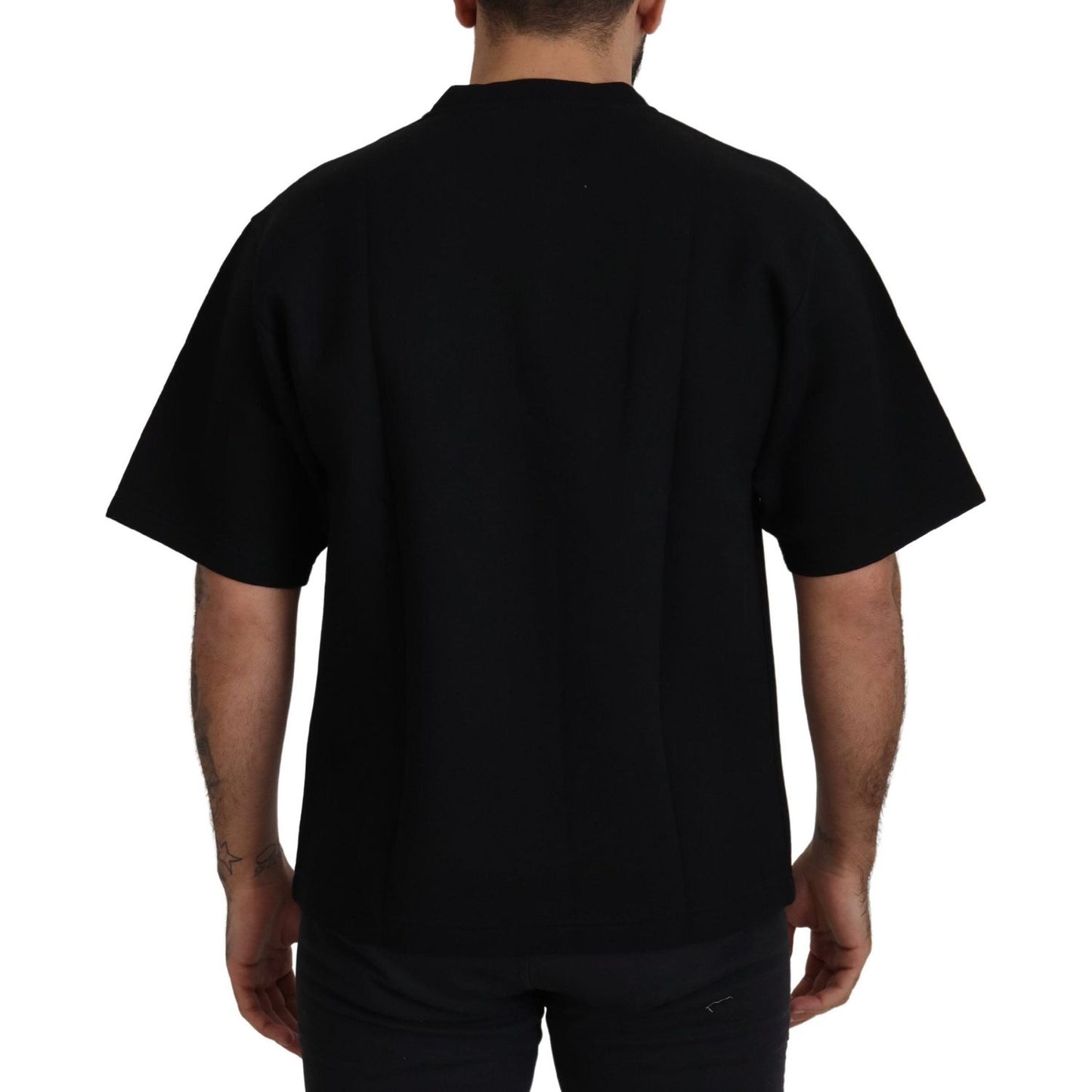 Dolce & Gabbana Elegant Black Cotton Blend Crewneck T-Shirt Dolce & Gabbana Black