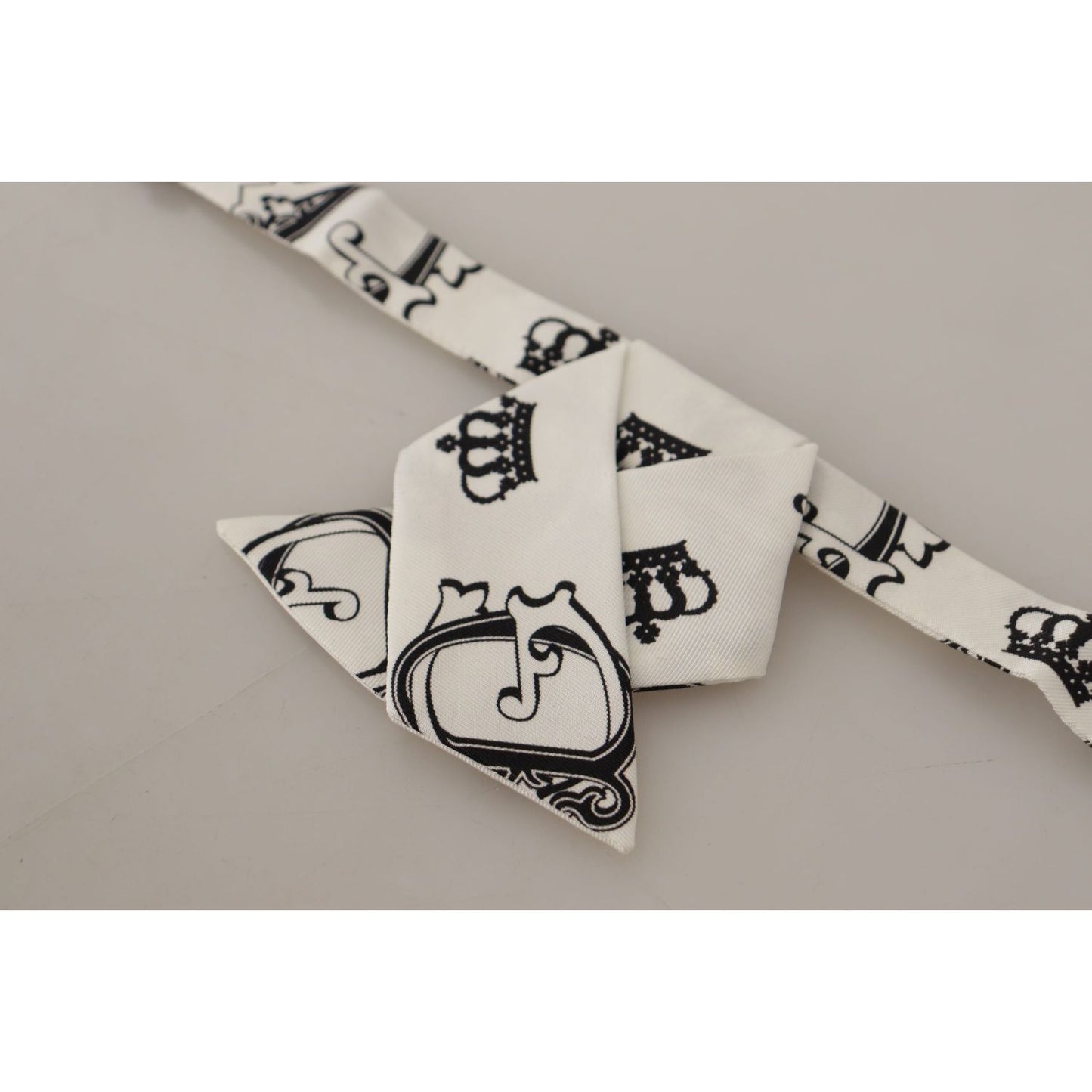 Dolce & Gabbana Elegant Silk Crown-Patterned Bow Tie Dolce & Gabbana Dark Gray