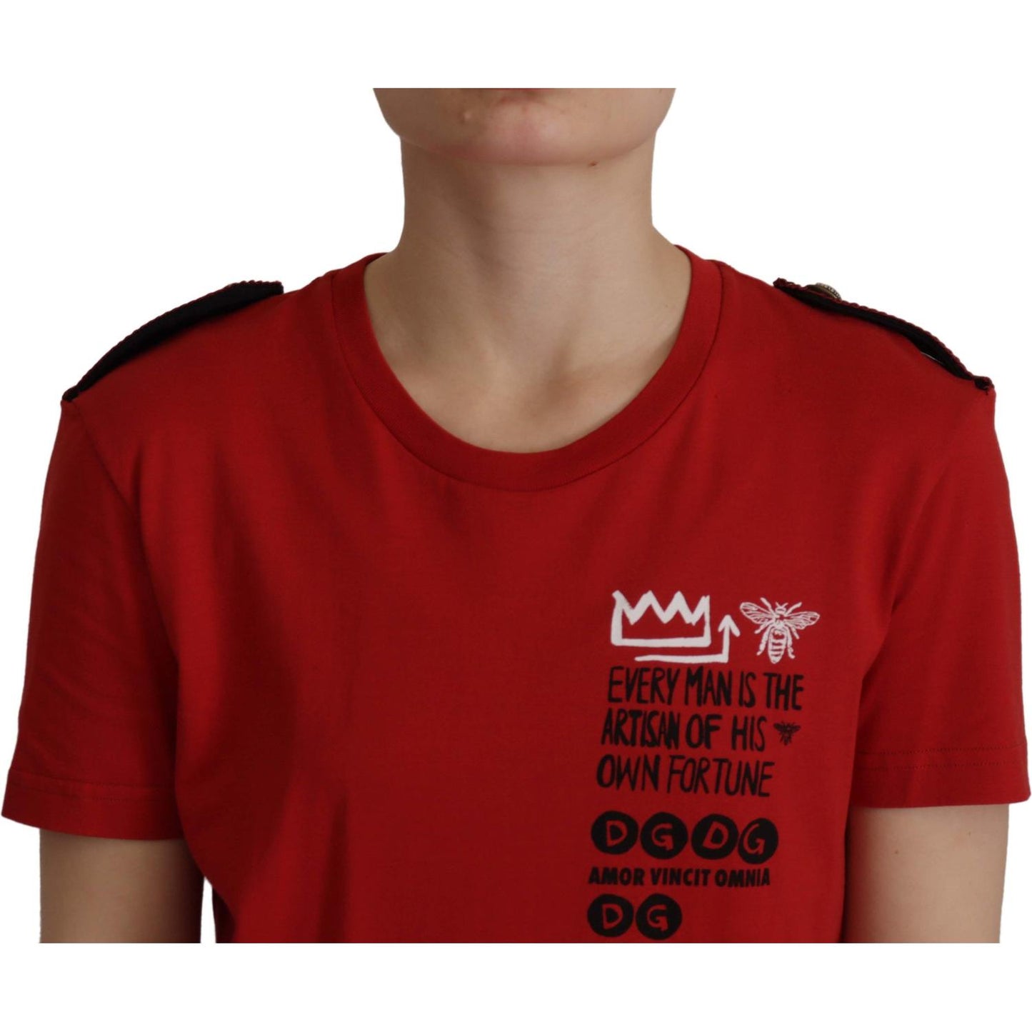 Dolce & Gabbana Elegant Red Crewneck Cotton Tee Dolce & Gabbana Dark Red