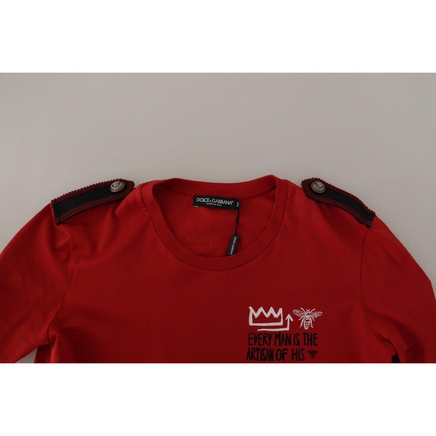 Dolce & Gabbana Elegant Red Crewneck Cotton Tee Dolce & Gabbana Dark Red