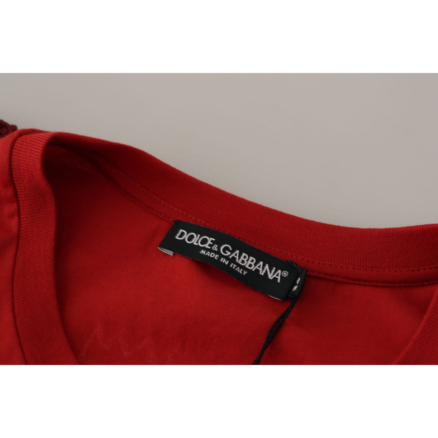 Dolce & Gabbana Elegant Red Crewneck Cotton Tee Dolce & Gabbana Dark Red