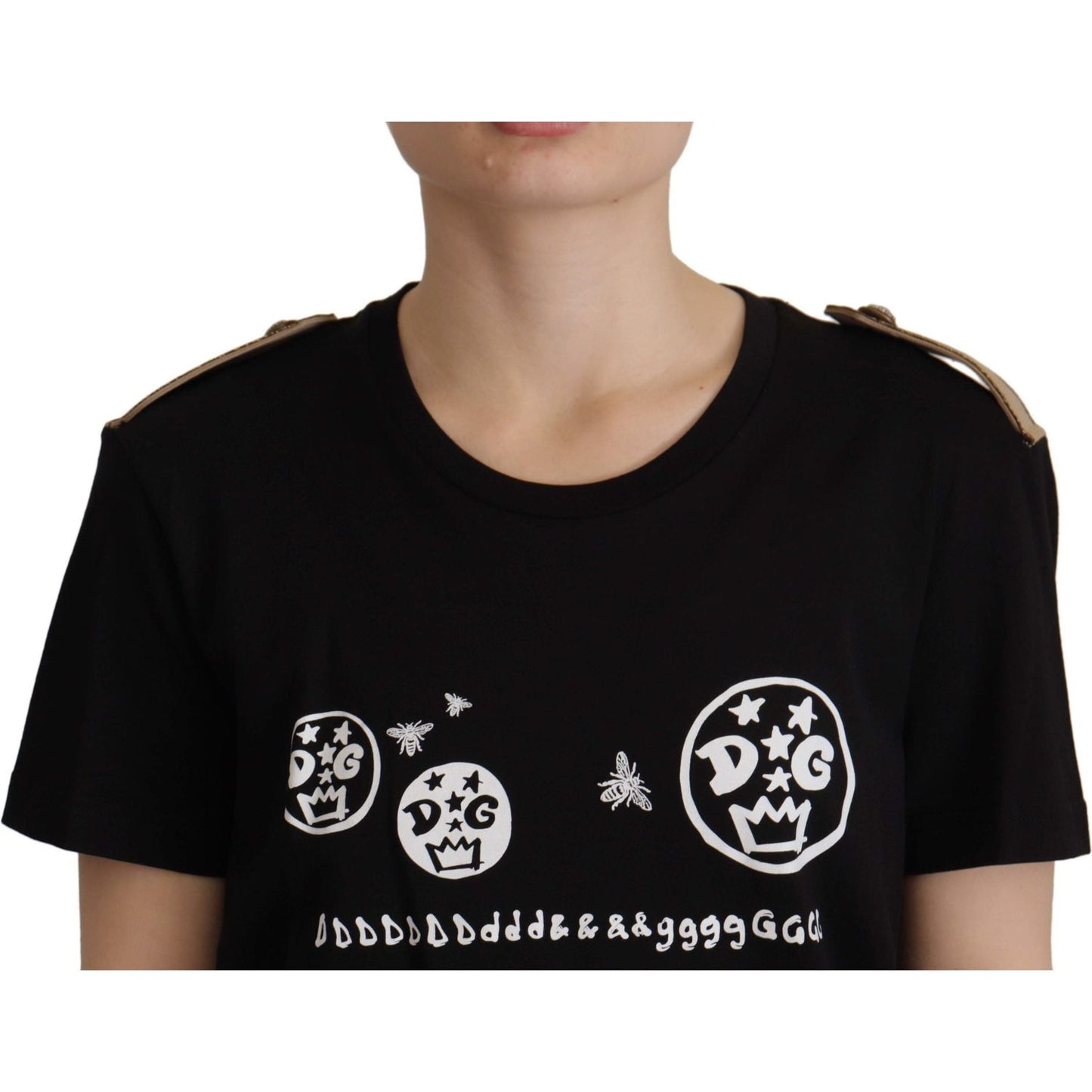 Dolce & Gabbana Chic Black Logo Cotton Tee for Women Dolce & Gabbana Rosy Brown