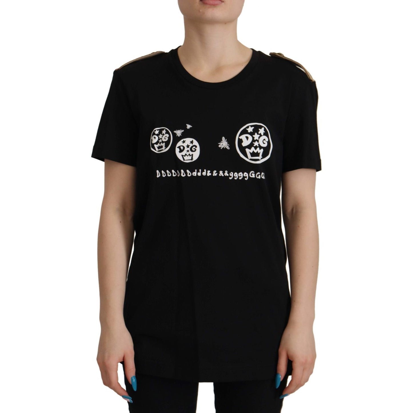 Dolce & Gabbana Chic Black Logo Cotton Tee for Women Dolce & Gabbana Rosy Brown