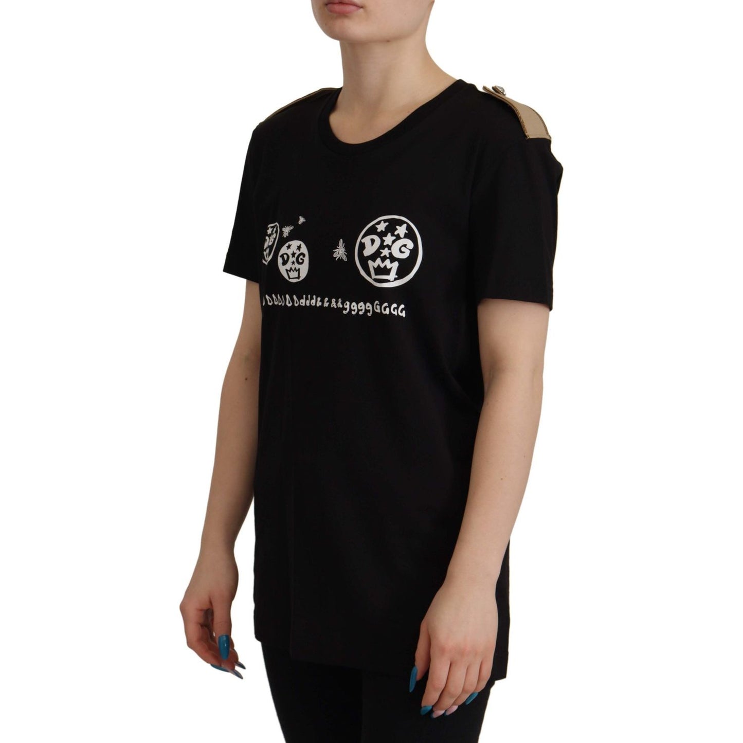 Dolce & Gabbana Chic Black Logo Cotton Tee for Women Dolce & Gabbana Black