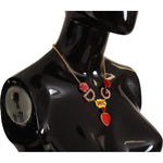 Dolce & Gabbana Glamorous Gold Crystal Charm Necklace Necklace Dolce & Gabbana Black