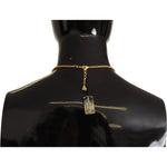 Dolce & Gabbana Glamorous Gold Crystal Charm Necklace Necklace Dolce & Gabbana Black