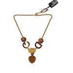 Dolce & Gabbana Glamorous Gold Crystal Charm Necklace Necklace Dolce & Gabbana Sienna