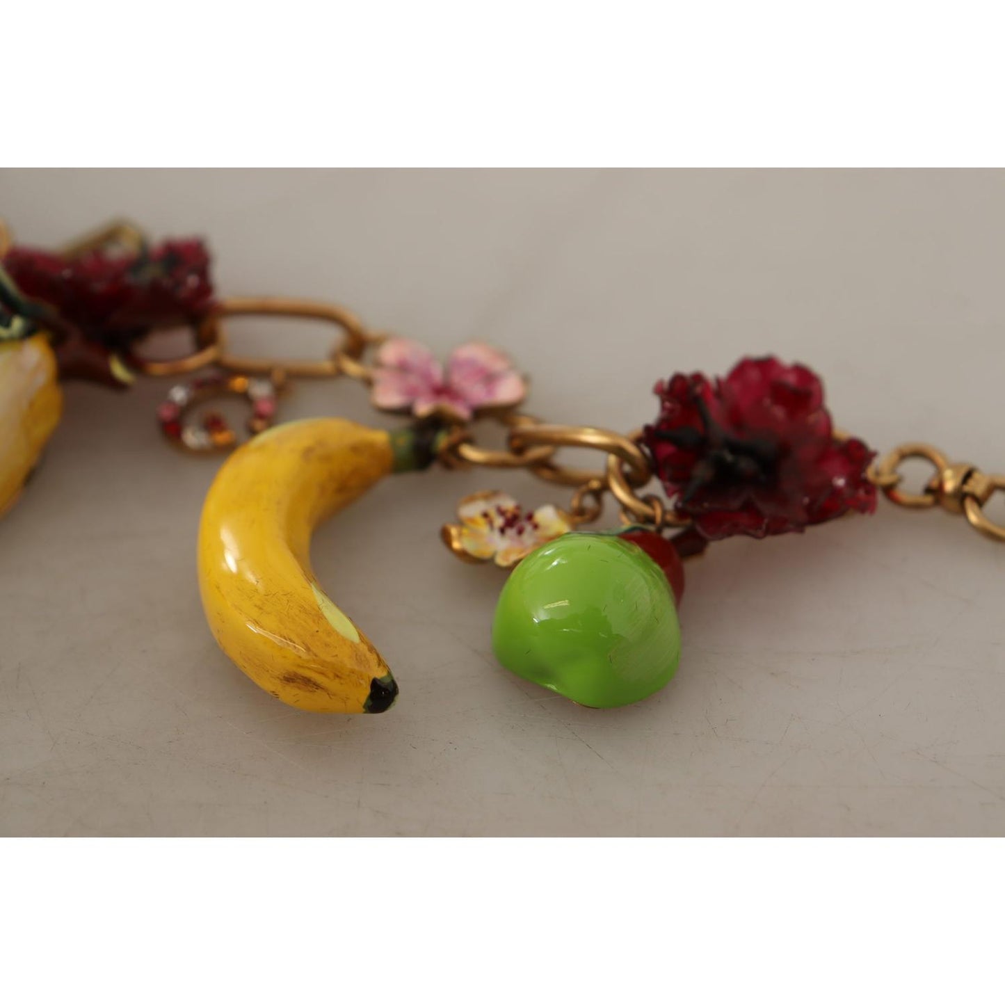 Dolce & Gabbana Chic Gold Statement Sicily Fruit Necklace Necklace Dolce & Gabbana Rosy Brown