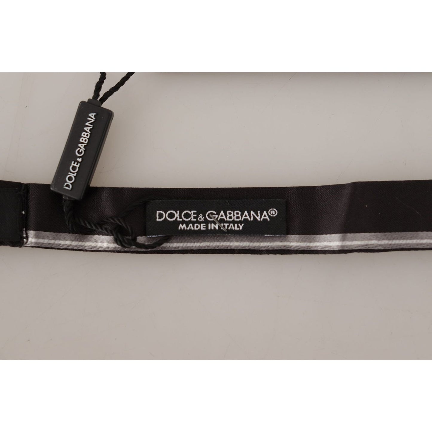 Dolce & Gabbana Elegant Silk Bow Tie in Black and Grey Dolce & Gabbana Dark Gray