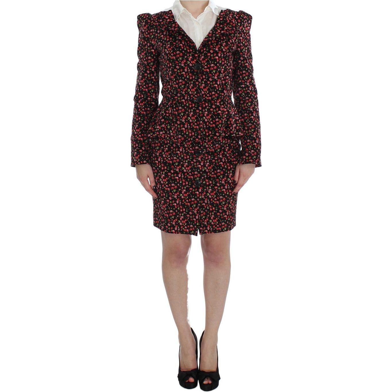 BENCIVENGA Elegant Floral Two-Piece Skirt Suit Set Skirt Suit BENCIVENGA Black