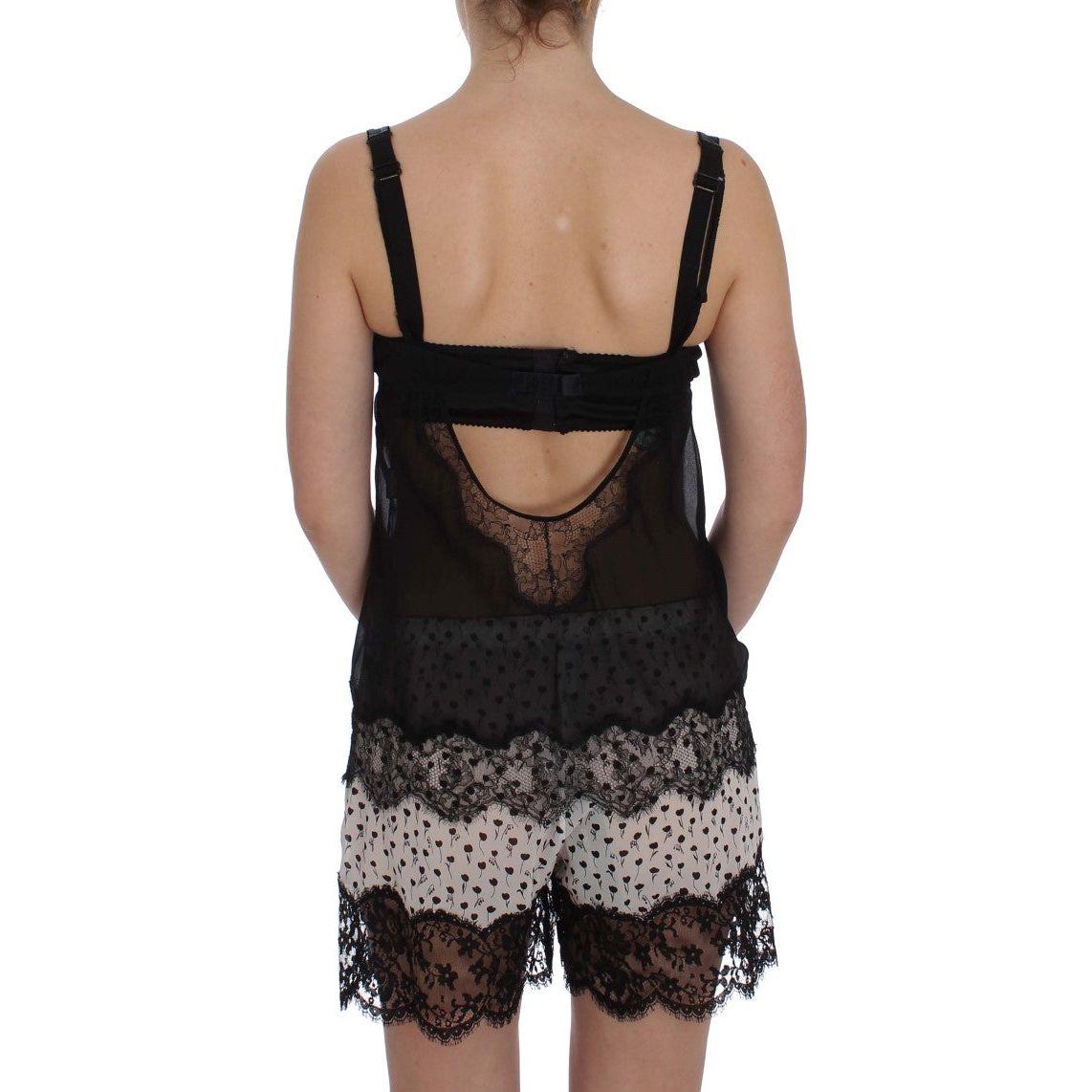 Dolce & Gabbana Elegant Silk Floral Lace Babydoll Chemise Dolce & Gabbana Dark Slate Gray