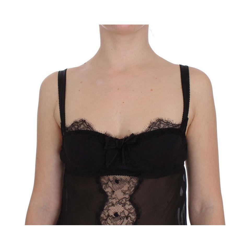 Dolce & Gabbana Elegant Silk Floral Lace Babydoll Chemise Dolce & Gabbana Rosy Brown