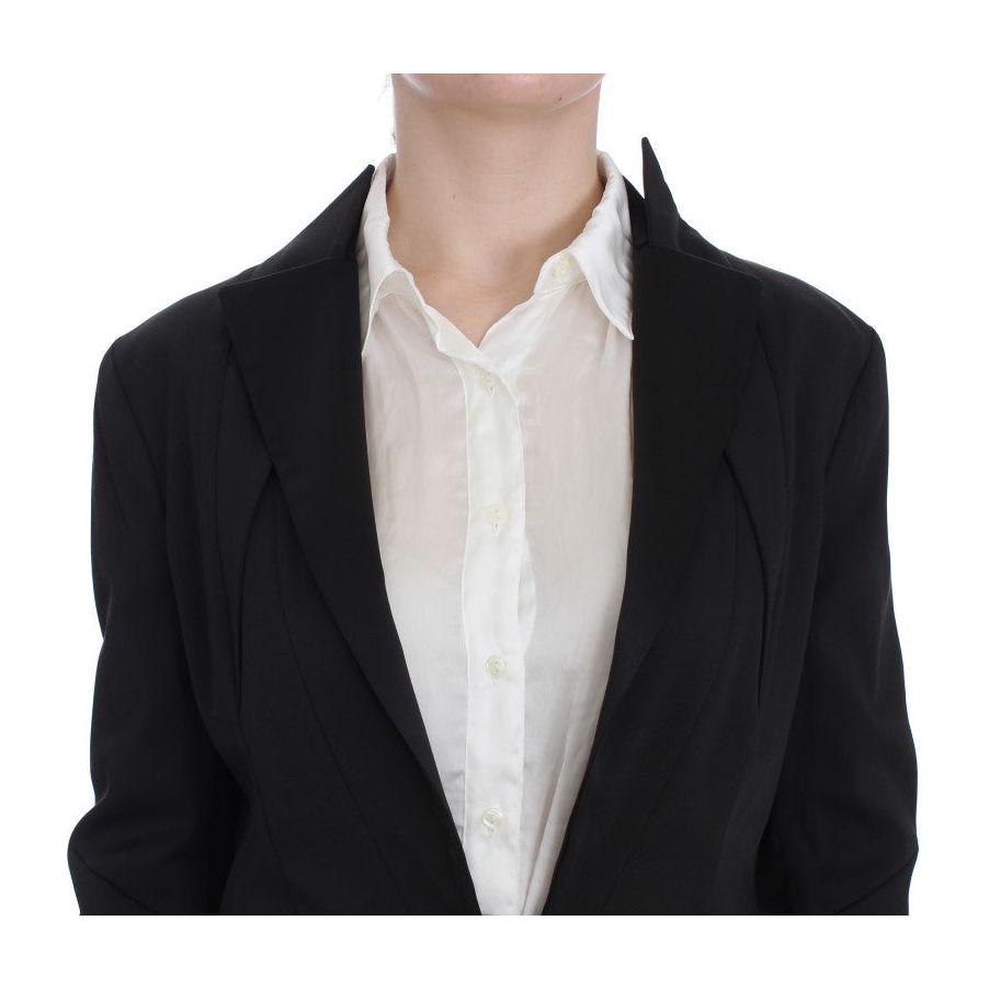 Exte Elegant Black Stretch Blazer Jacket Blazer Jacket Exte Black