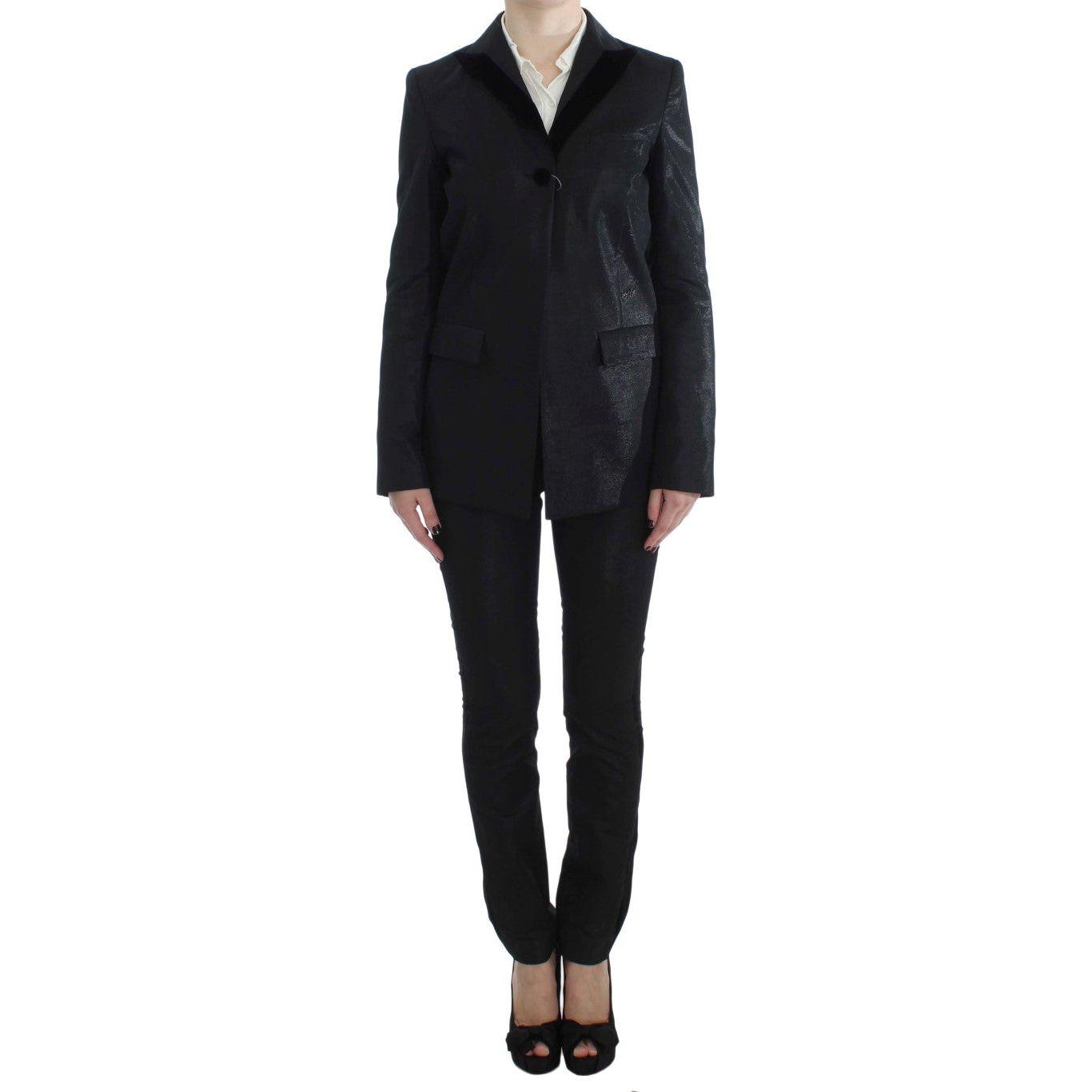 Exte Elegant Three-Piece Black Pants Suit Exte Black