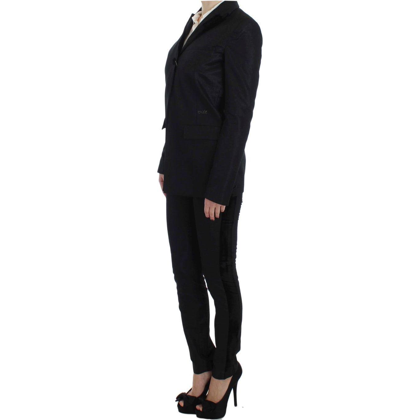 Exte Elegant Three-Piece Black Pants Suit Exte Black