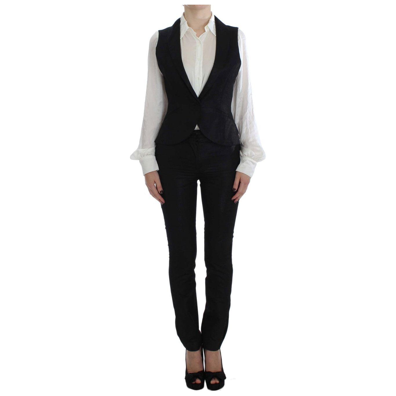 Exte Elegant Three-Piece Black Pants Suit Exte Black