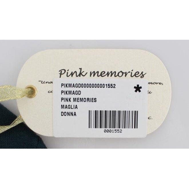 PINK MEMORIES Elegant Green Cotton Cardigan Sweater PINK MEMORIES Light Gray