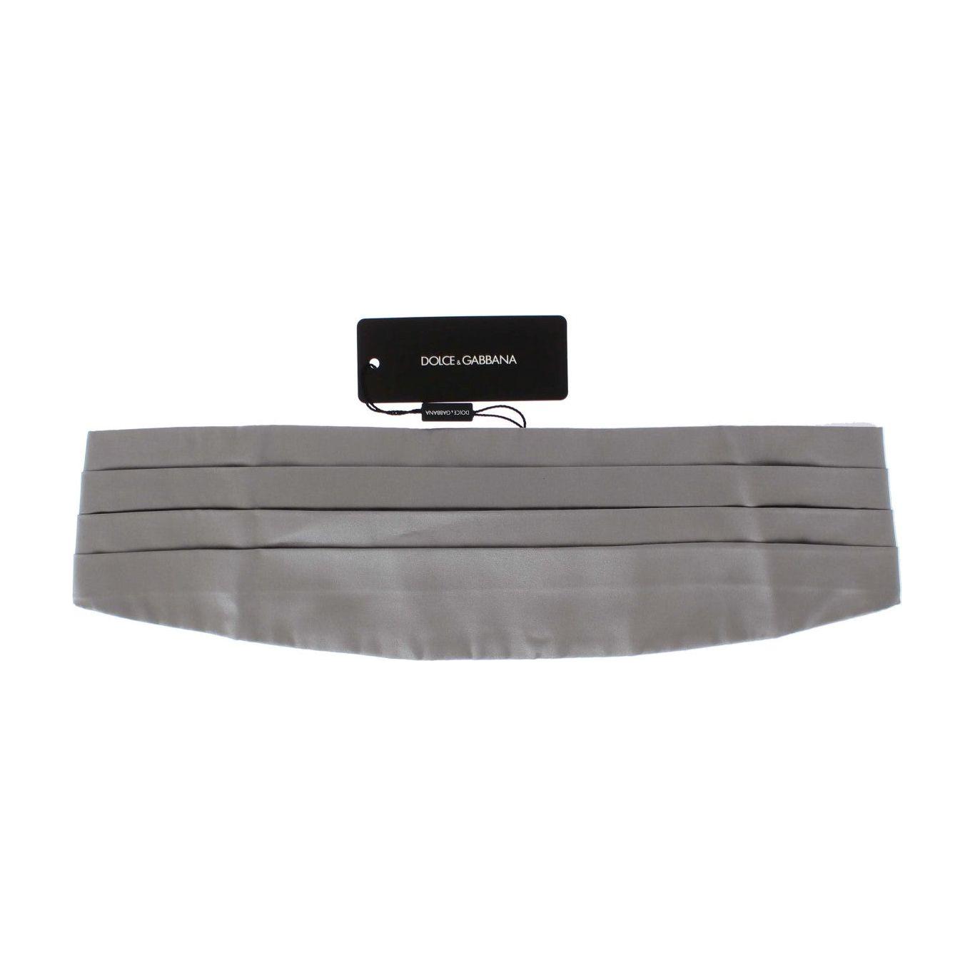 Dolce & Gabbana Elegant Silver Silk Cummerbund Dolce & Gabbana Slate Gray