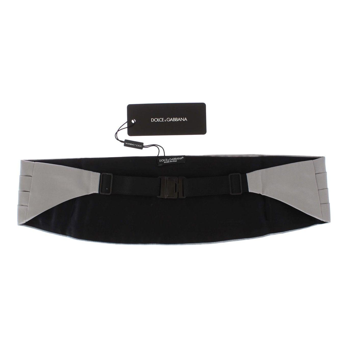 Dolce & Gabbana Elegant Silver Silk Cummerbund Dolce & Gabbana Dark Gray