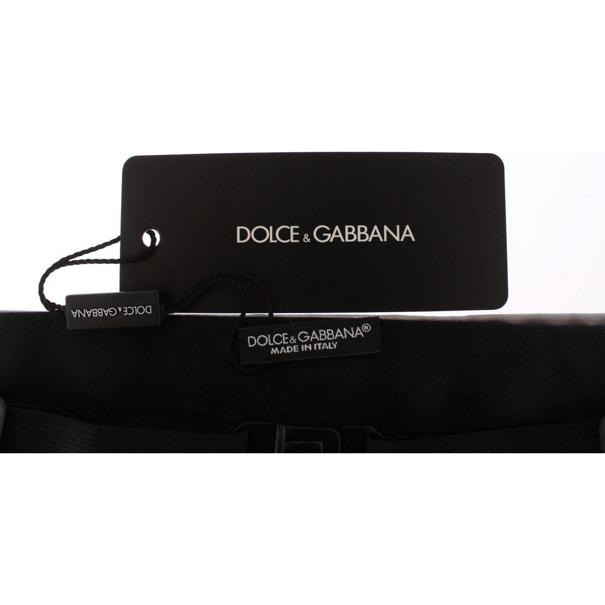 Dolce & Gabbana Elegant Silver Silk Cummerbund Dolce & Gabbana Black
