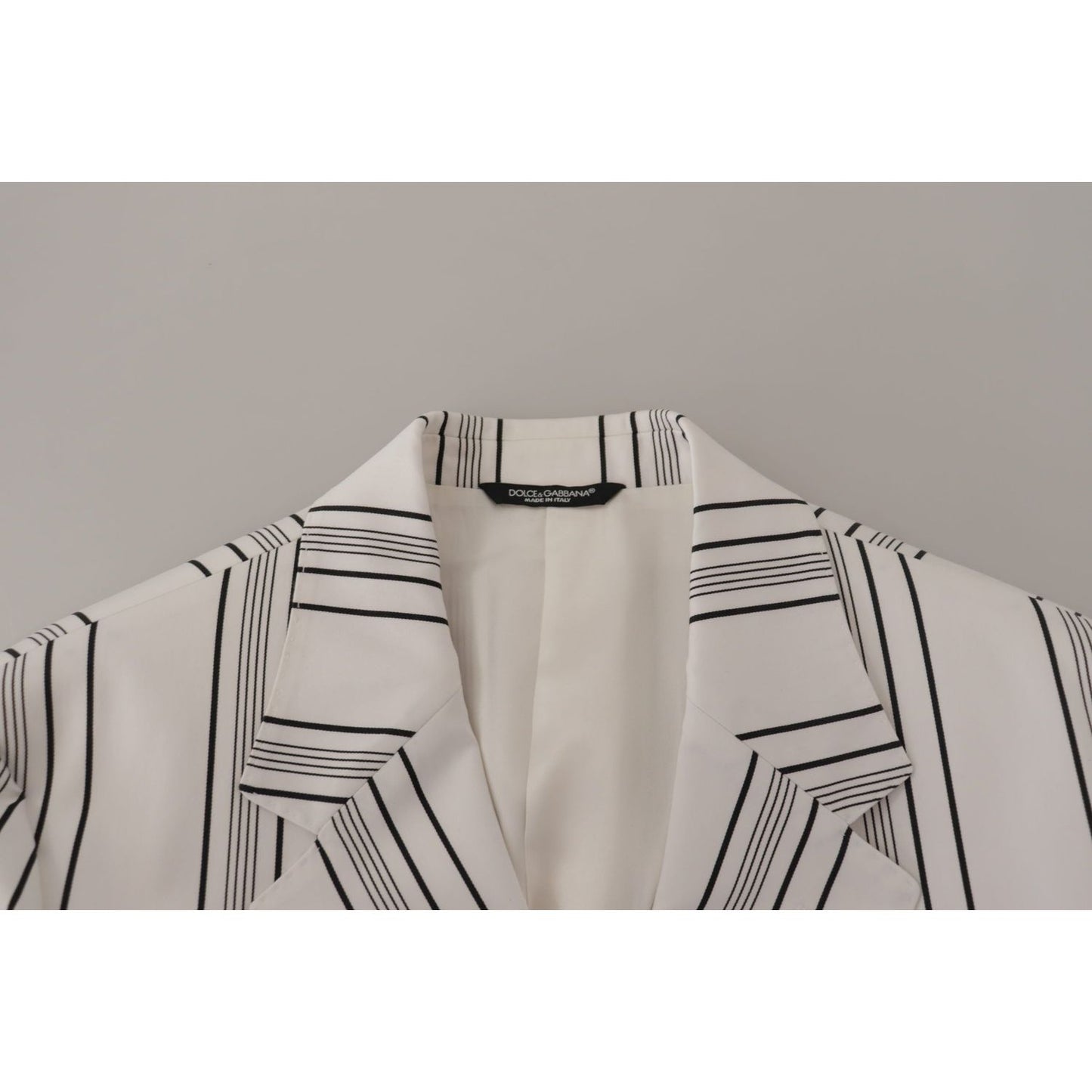 Dolce & Gabbana Elegant Striped Cotton Blend Blazer Dolce & Gabbana Dark Gray