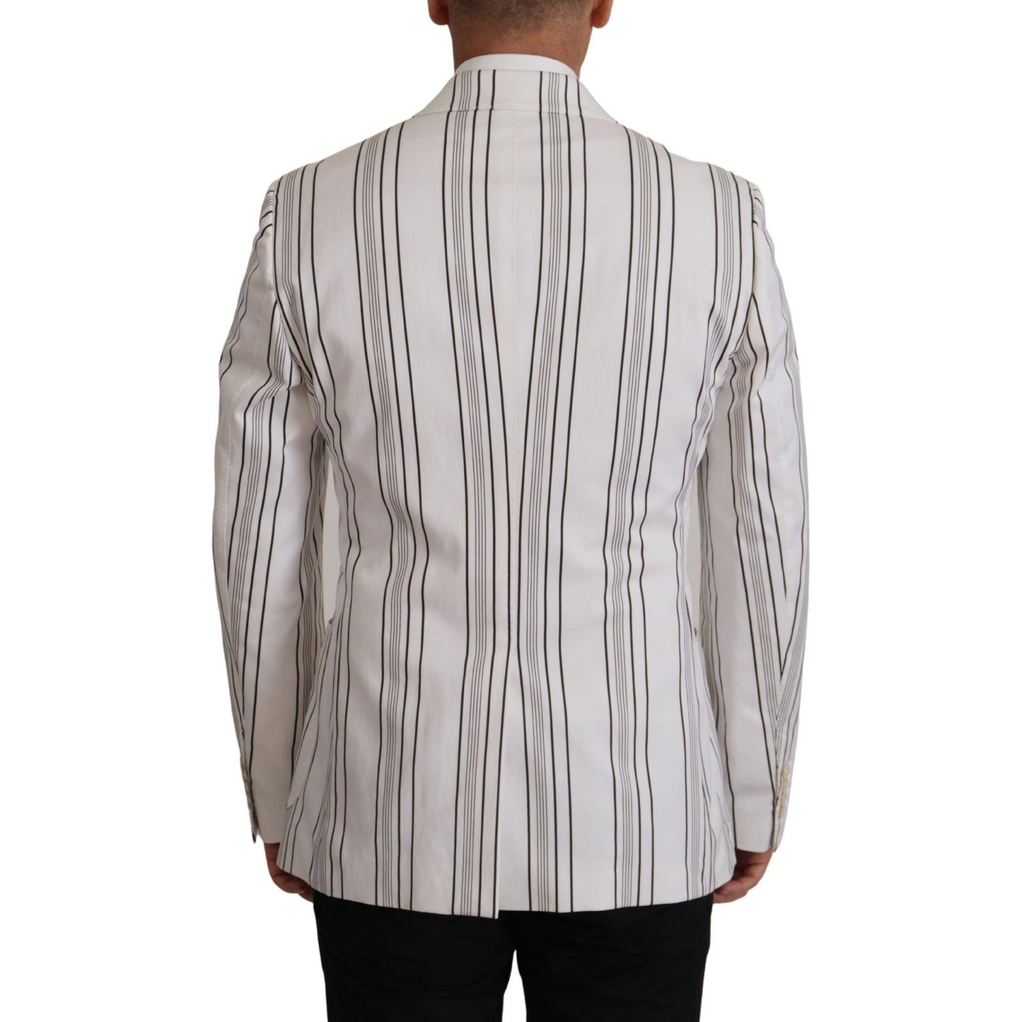 Dolce & Gabbana Elegant Striped Cotton Blend Blazer Dolce & Gabbana Gray