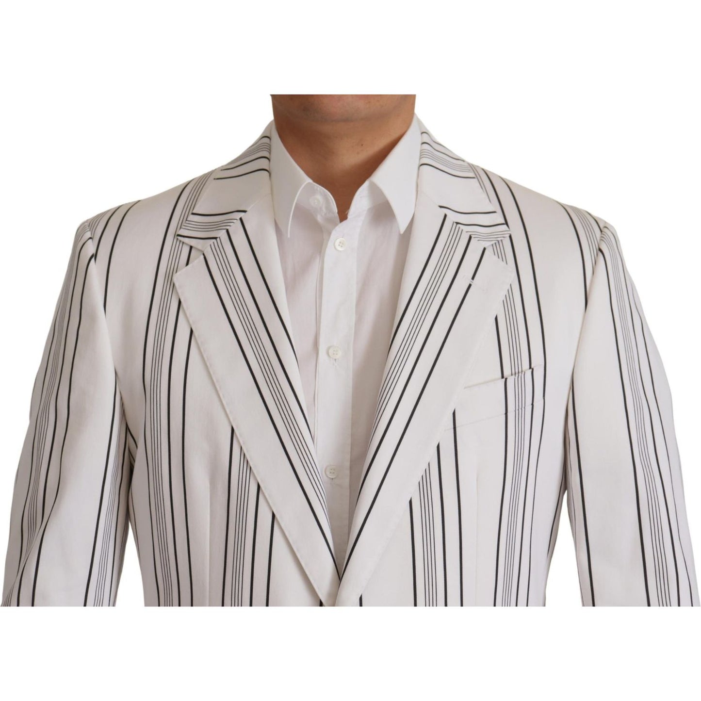 Dolce & Gabbana Elegant Striped Cotton Blend Blazer Dolce & Gabbana Gray