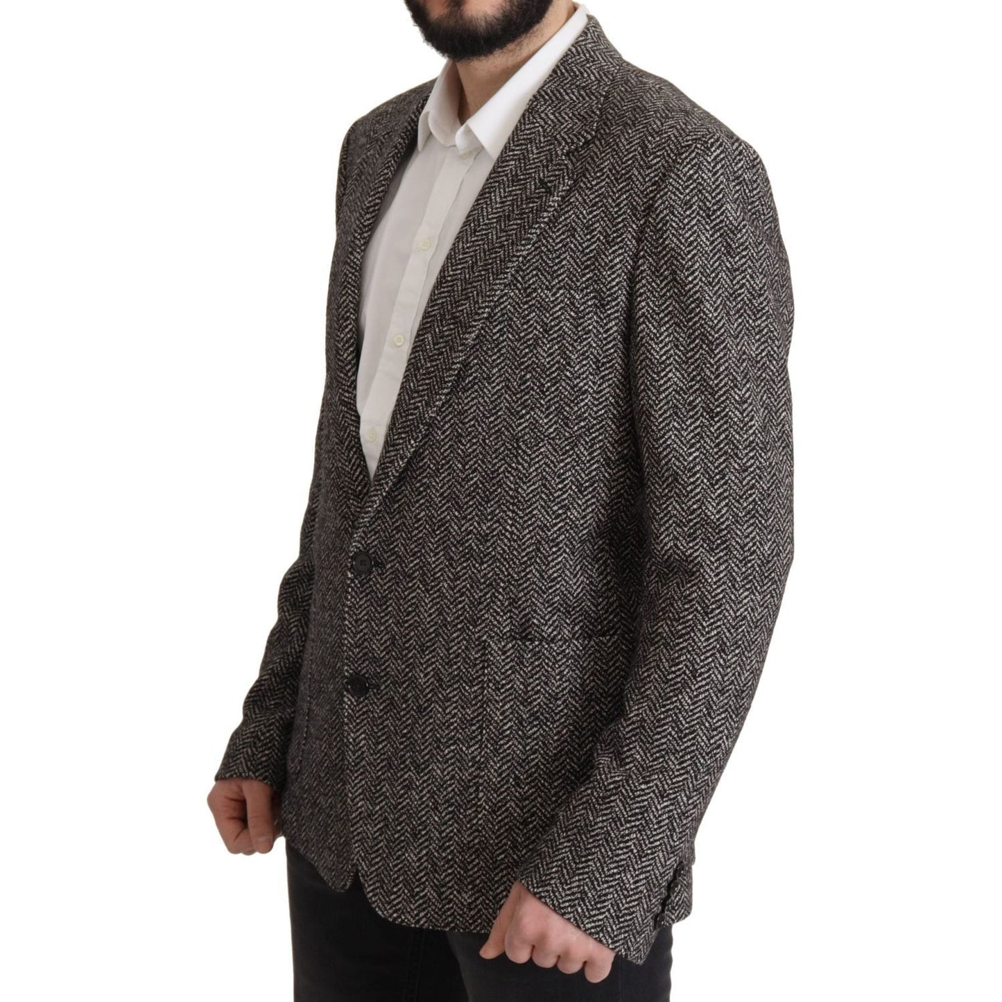 Dolce & Gabbana Exquisite Gray Herringbone Blazer Jacket Dolce & Gabbana Dark Slate Gray