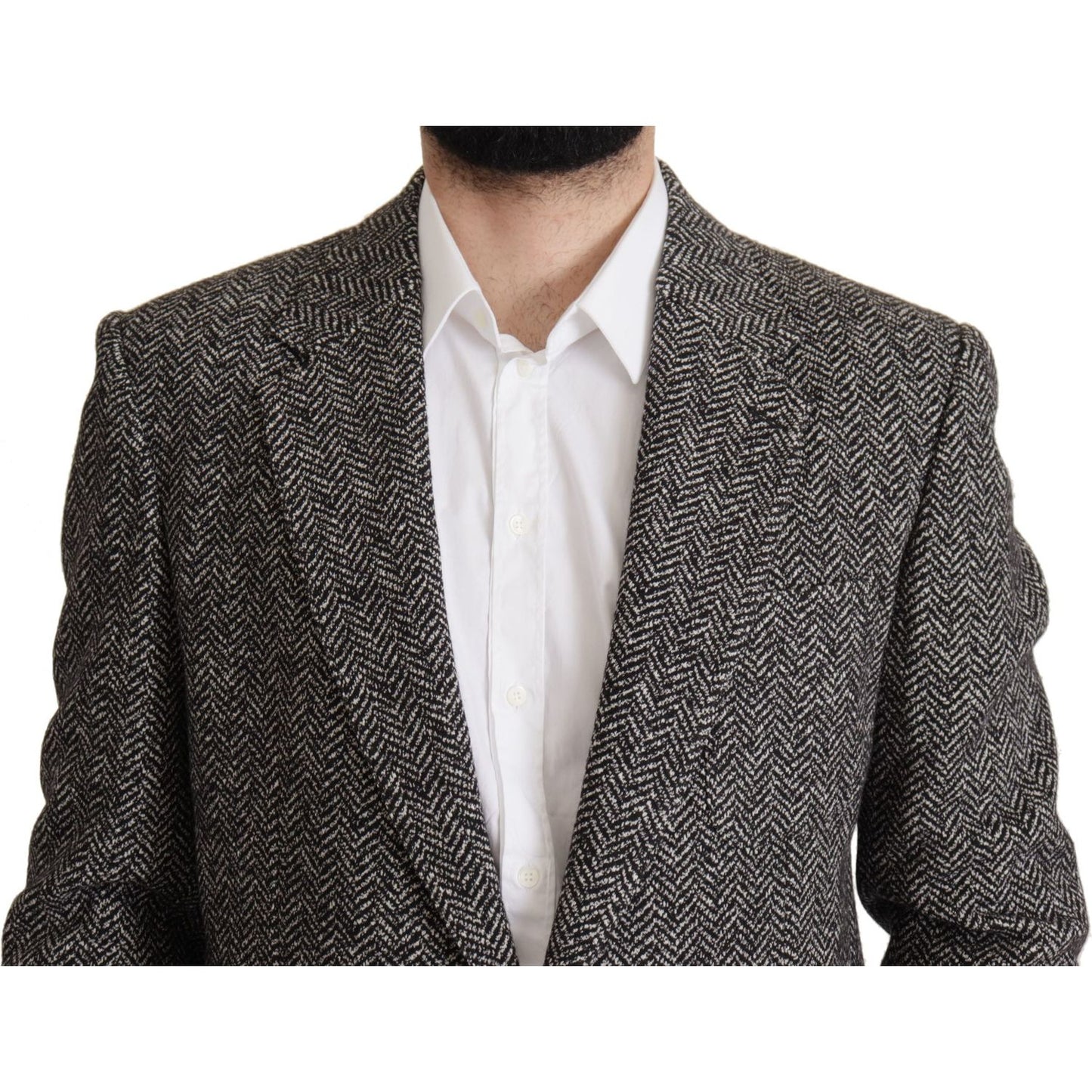 Dolce & Gabbana Exquisite Gray Herringbone Blazer Jacket Dolce & Gabbana Dark Slate Gray
