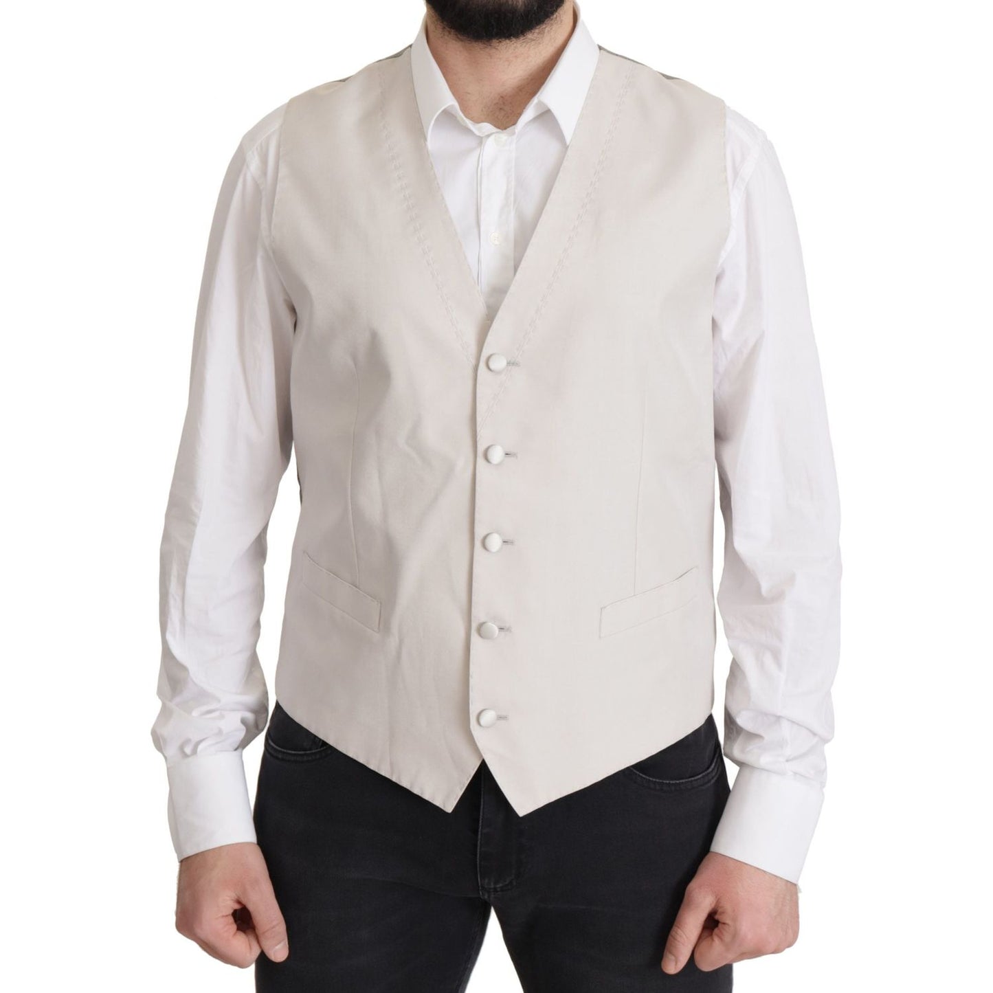 Dolce & Gabbana Elegant Light Gray Silk Blend Suit Jacket Set Dolce & Gabbana Light Gray