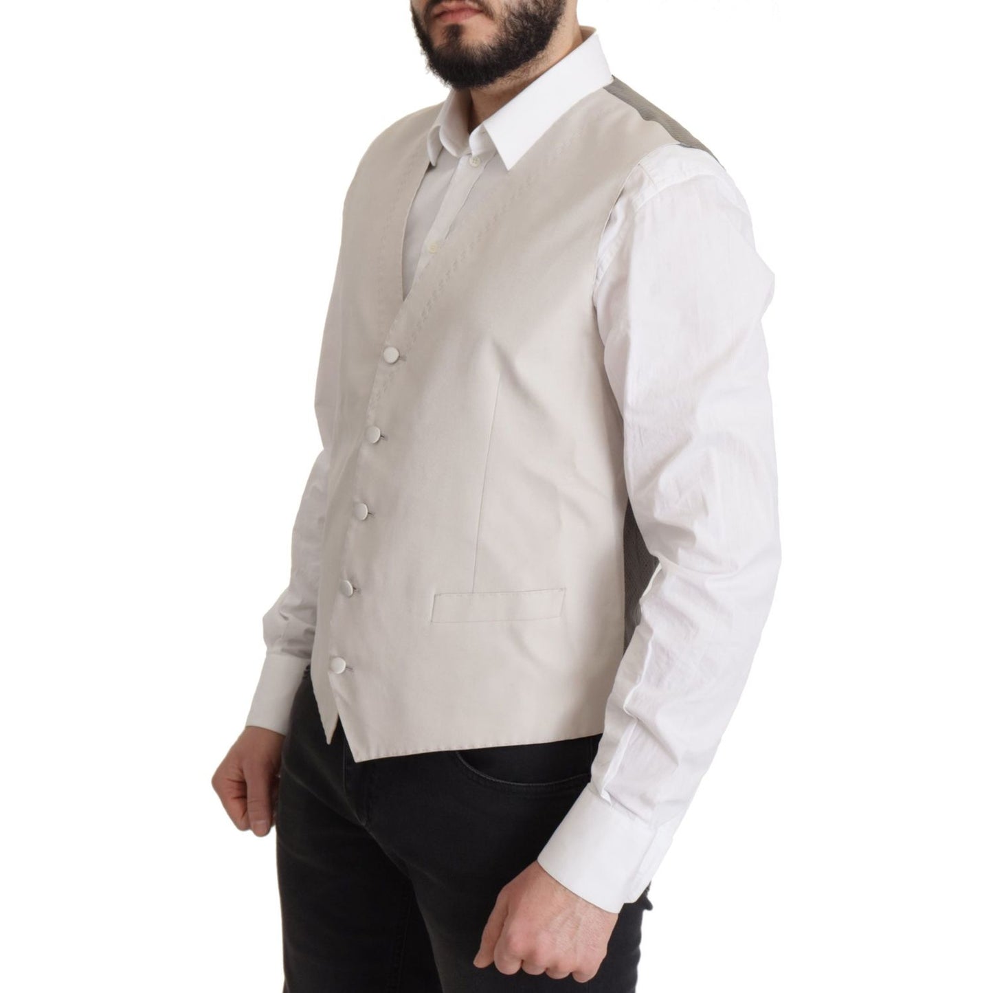 Dolce & Gabbana Elegant Light Gray Silk Blend Suit Jacket Set Dolce & Gabbana Gray