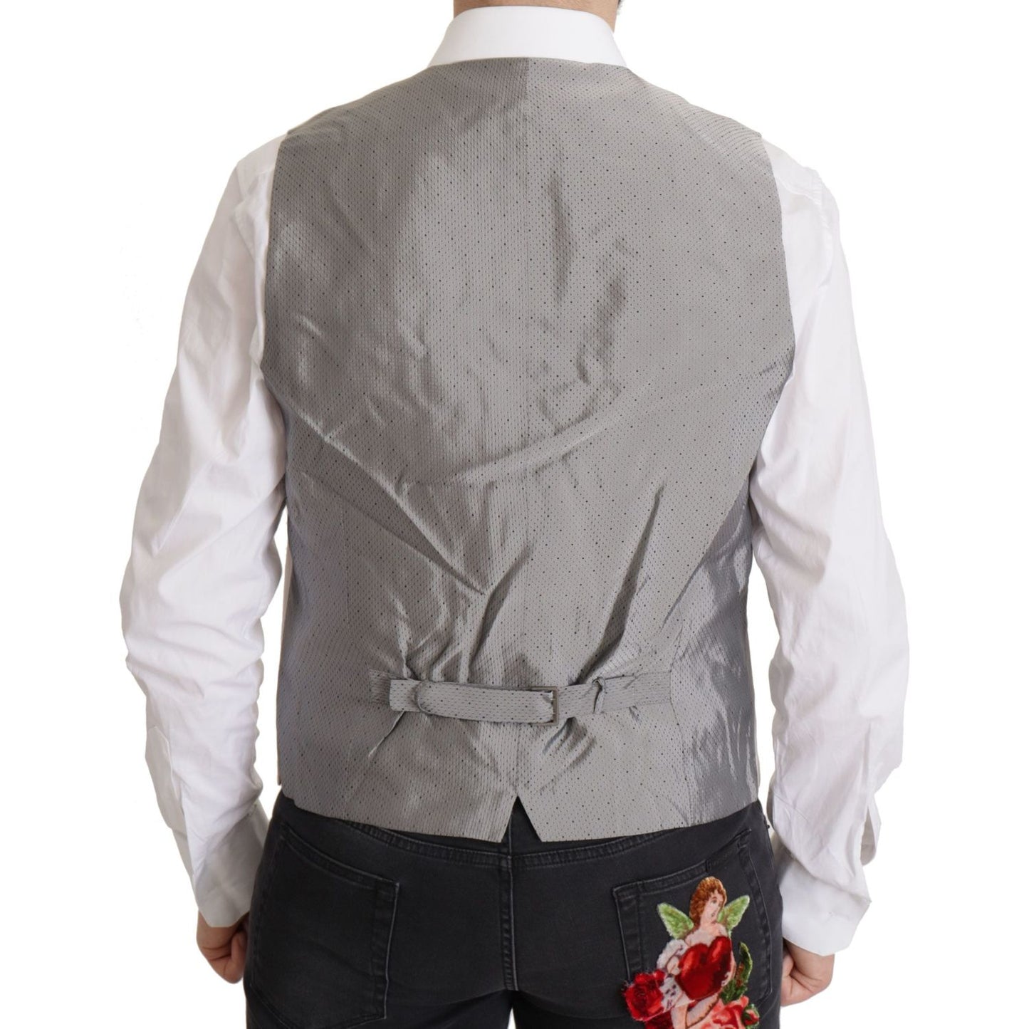 Dolce & Gabbana Elegant Light Gray Silk Blend Suit Jacket Set Dolce & Gabbana Light Slate Gray