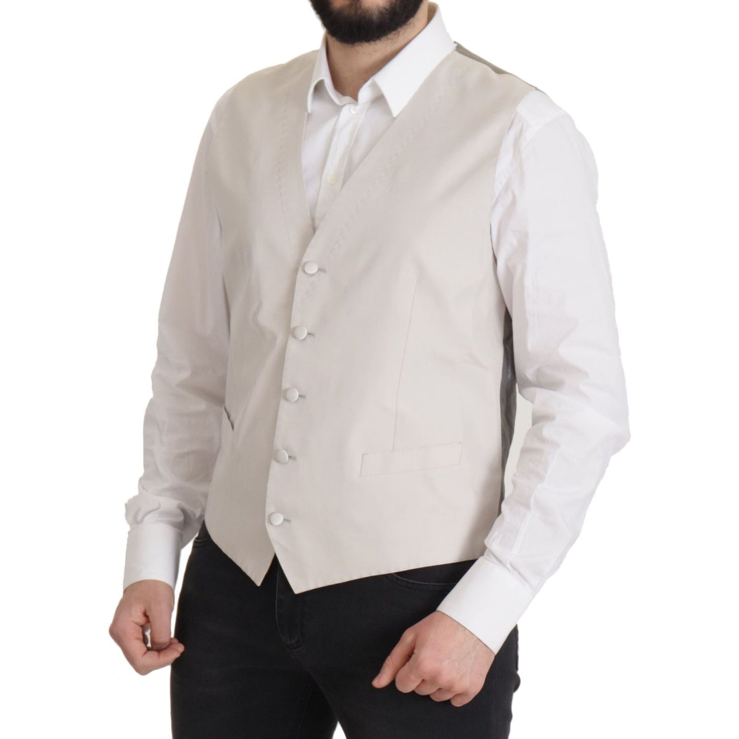 Dolce & Gabbana Elegant Light Gray Silk Blend Suit Jacket Set Dolce & Gabbana Light Gray