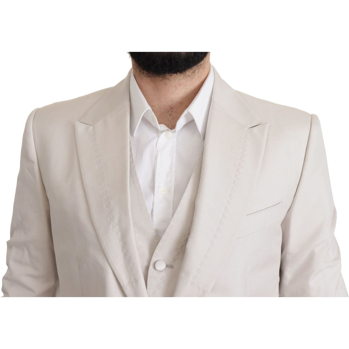 Dolce & Gabbana Elegant Light Gray Silk Blend Suit Jacket Set Dolce & Gabbana Gray