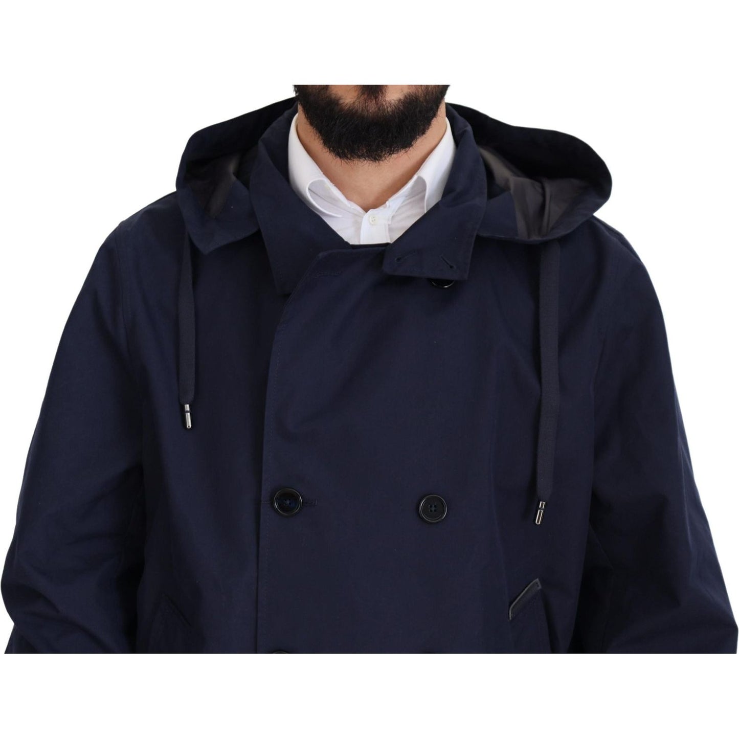 Dolce & Gabbana Elegant Double-Breasted Blue Parka Jacket Dolce & Gabbana Black