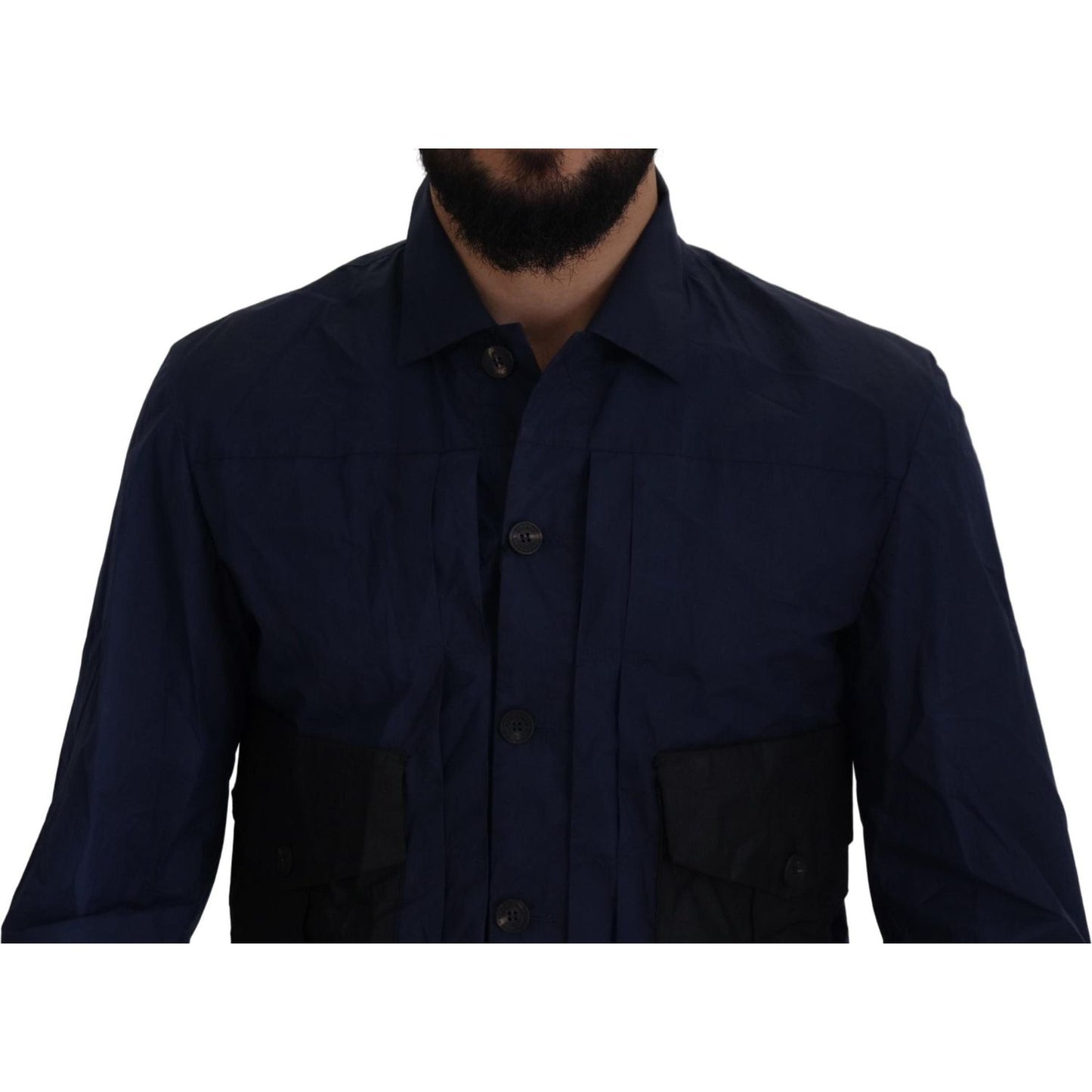 Dsquared² Svelte Dark Blue Cotton Shirt Dsquared² Black