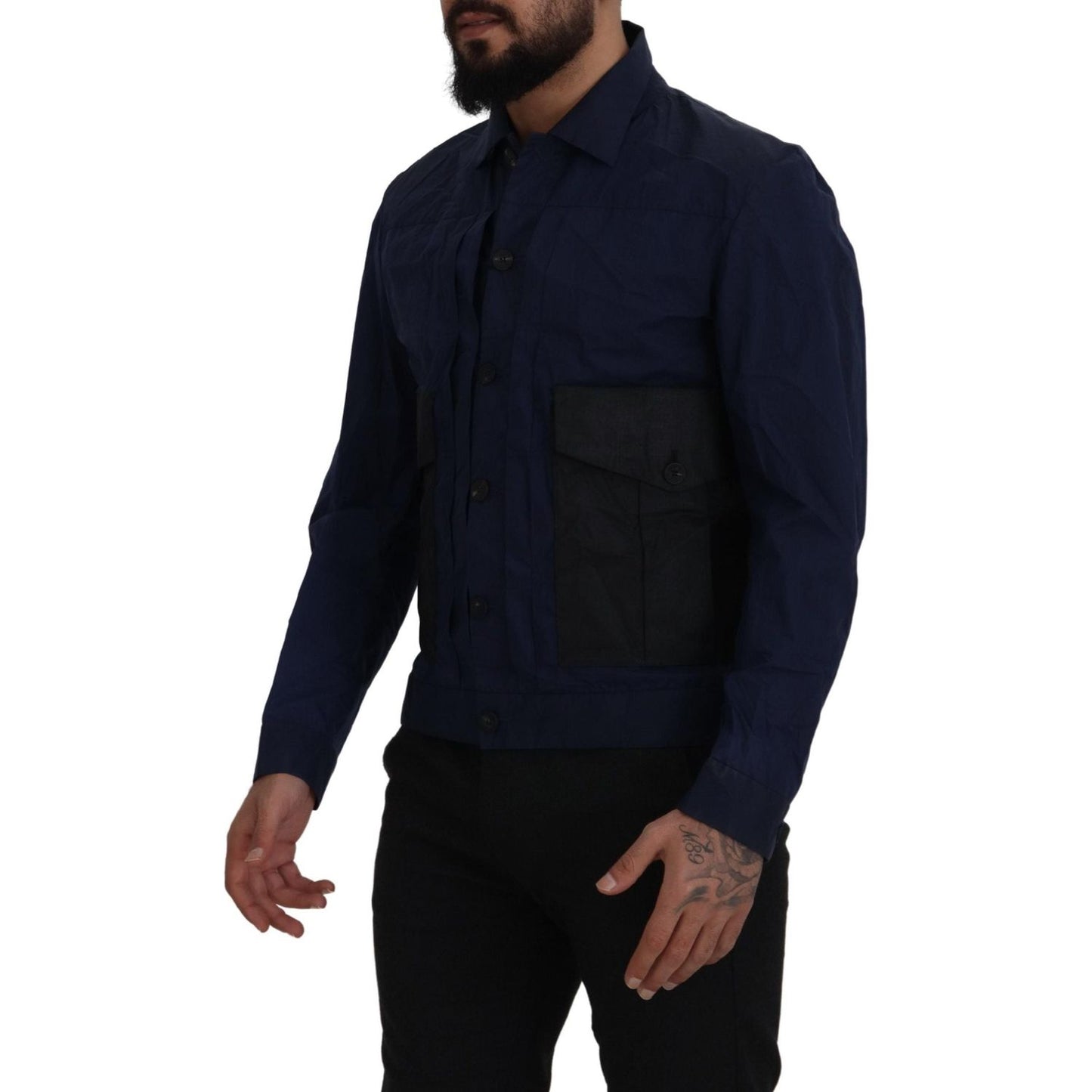Dsquared² Svelte Dark Blue Cotton Shirt Dsquared² Black