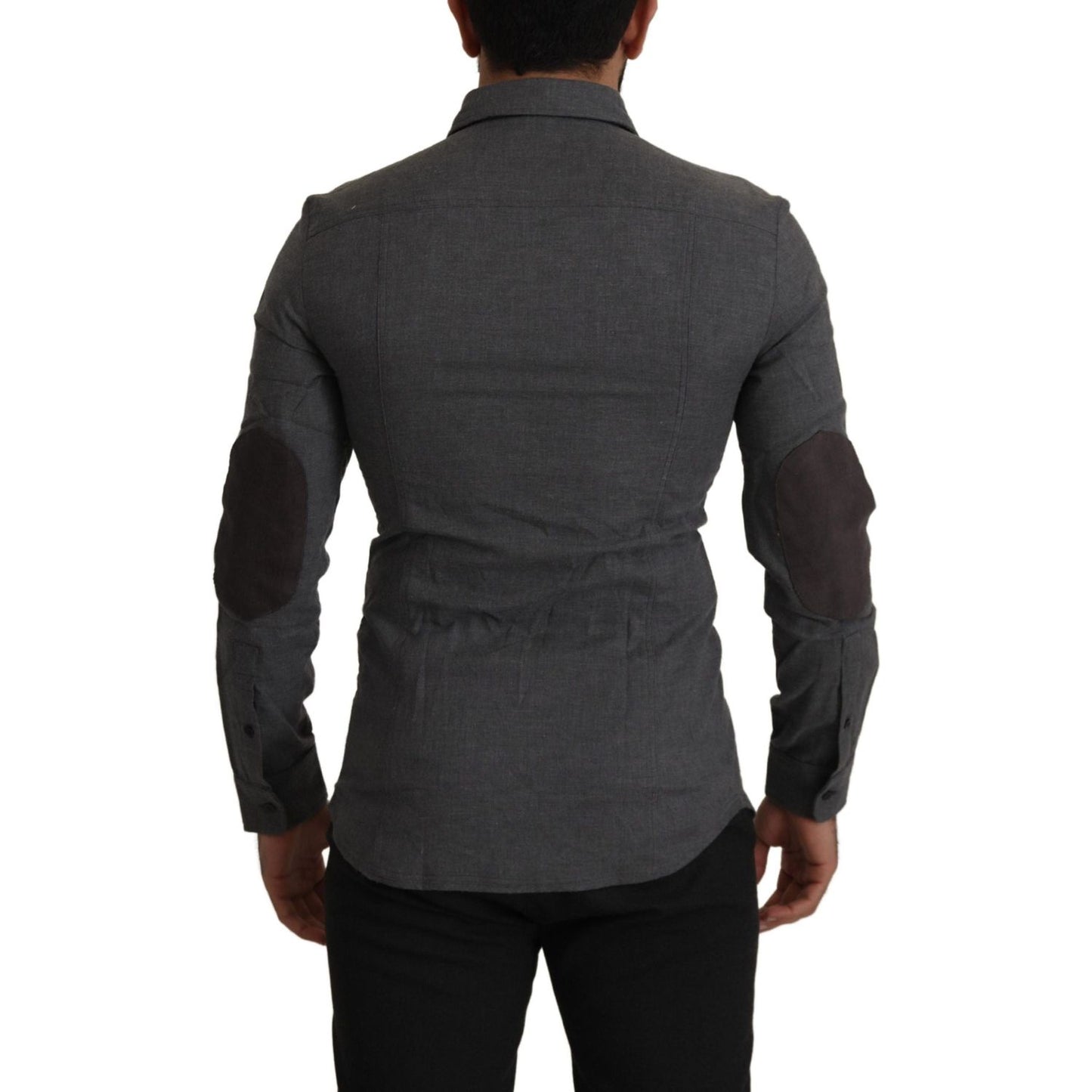 Costume National Sleek Gray Cotton Casual Button Front Shirt Costume National Dark Slate Gray