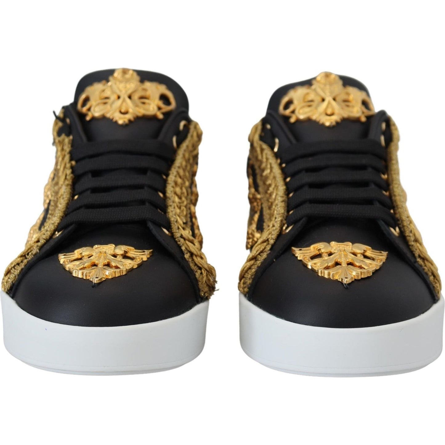 Dolce & Gabbana Elegant Portofino Leather Sneakers in Black Dolce & Gabbana Dark Slate Gray