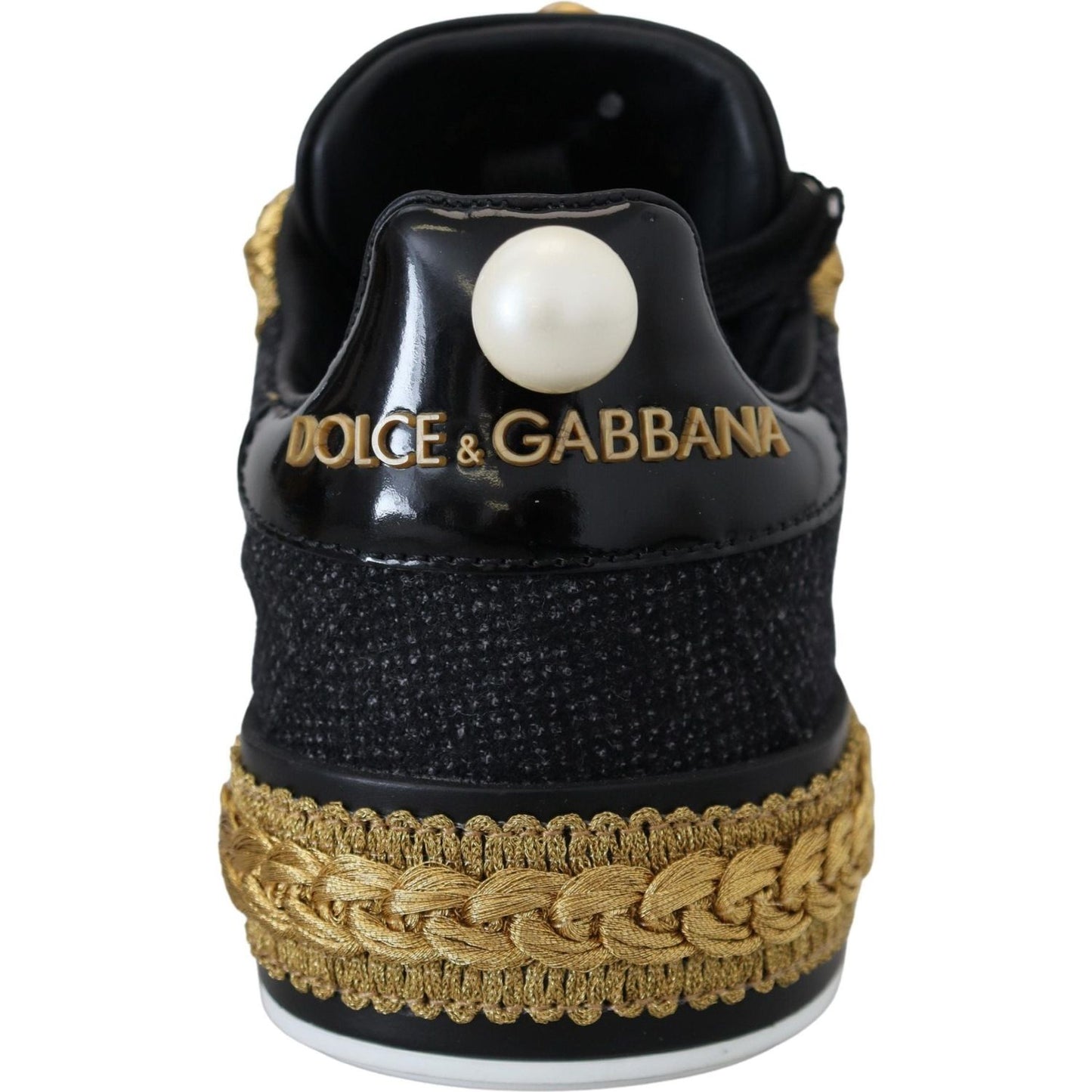 Dolce & Gabbana Elegant Portofino Leather Sneakers in Black Dolce & Gabbana Tan