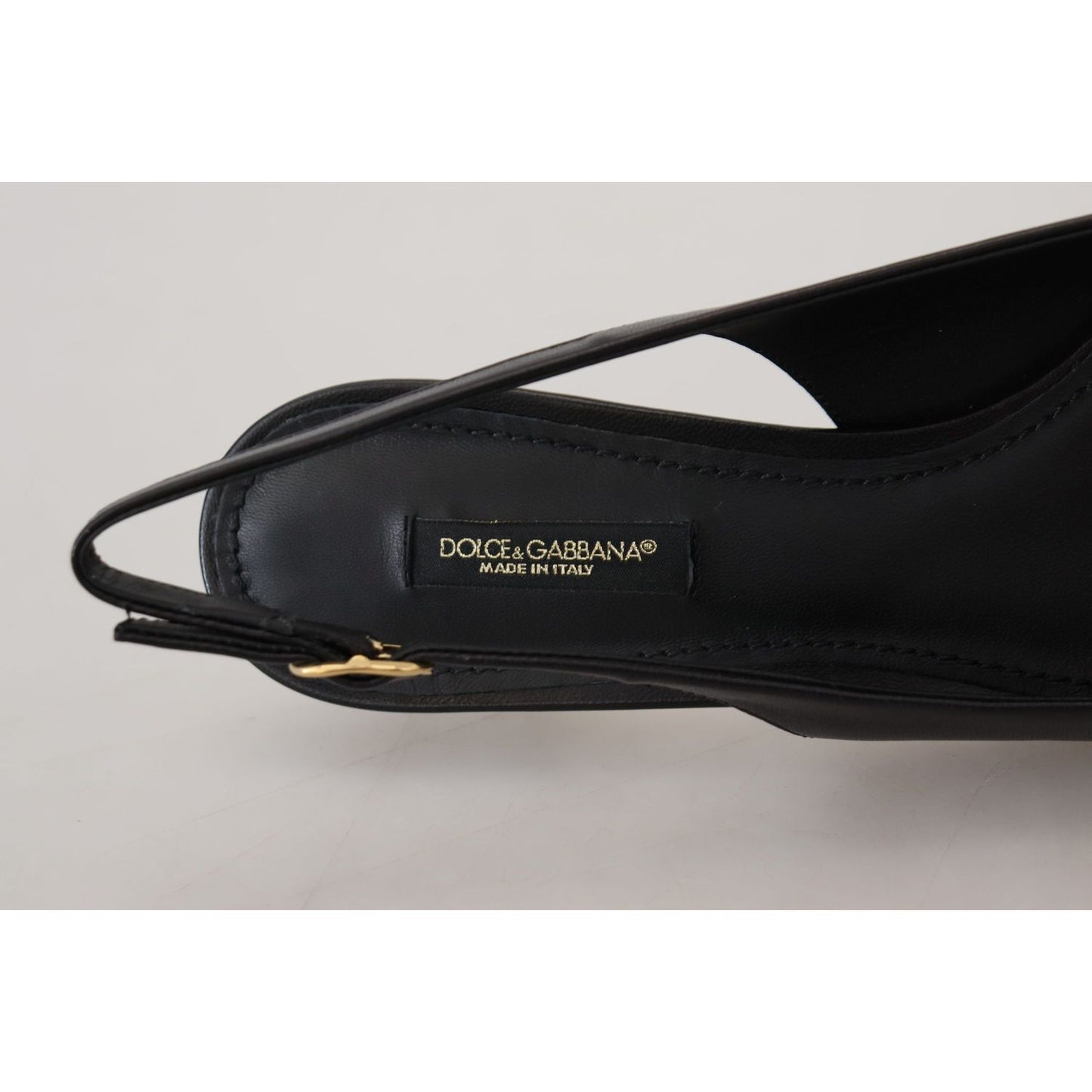 Dolce & Gabbana Elegant Black Leather Slingback Pumps Dolce & Gabbana Black