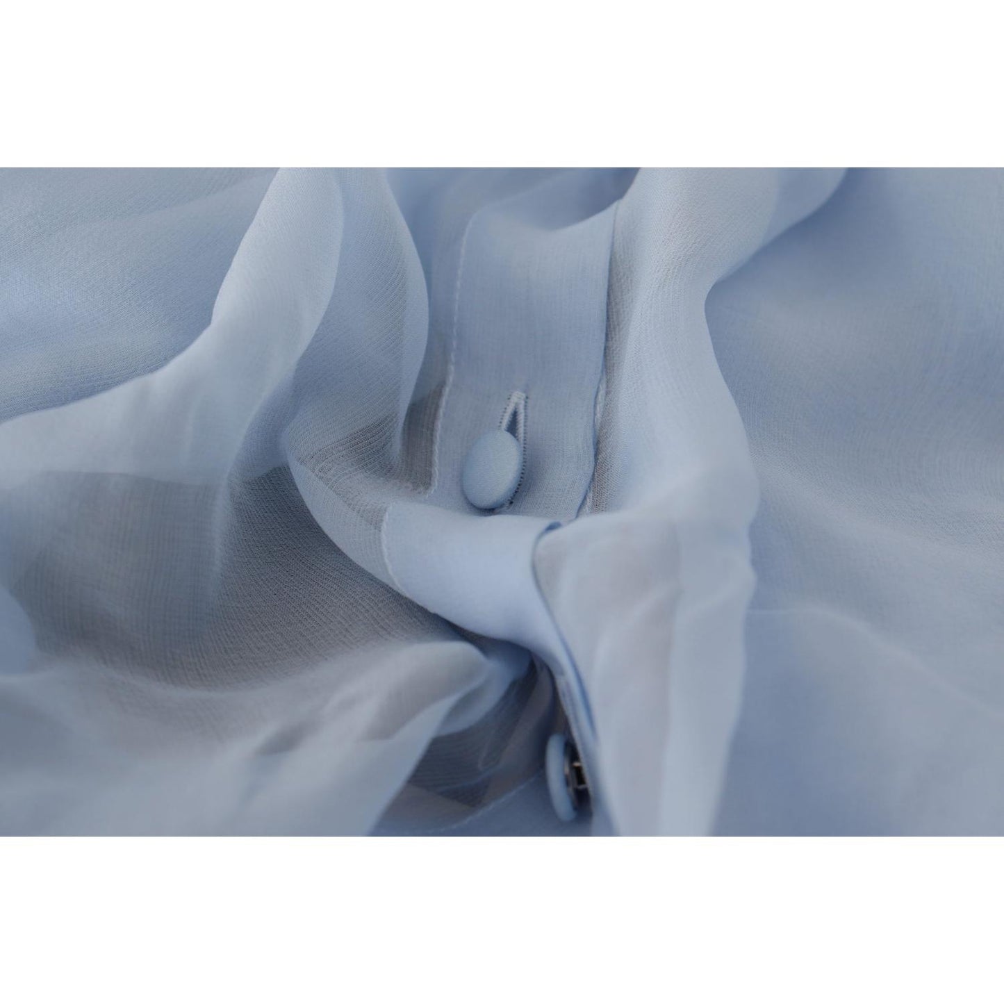 Dolce & Gabbana Elegant Silk Ascot Collar Blouse in Light Blue Dolce & Gabbana Light Slate Gray