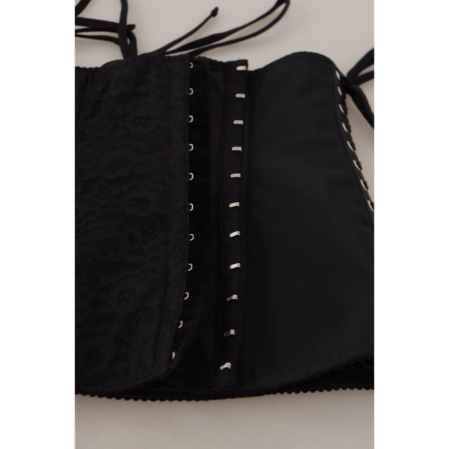 Dolce & Gabbana Elegant Black Corset Waist Strap Top Dolce & Gabbana Dark Gray