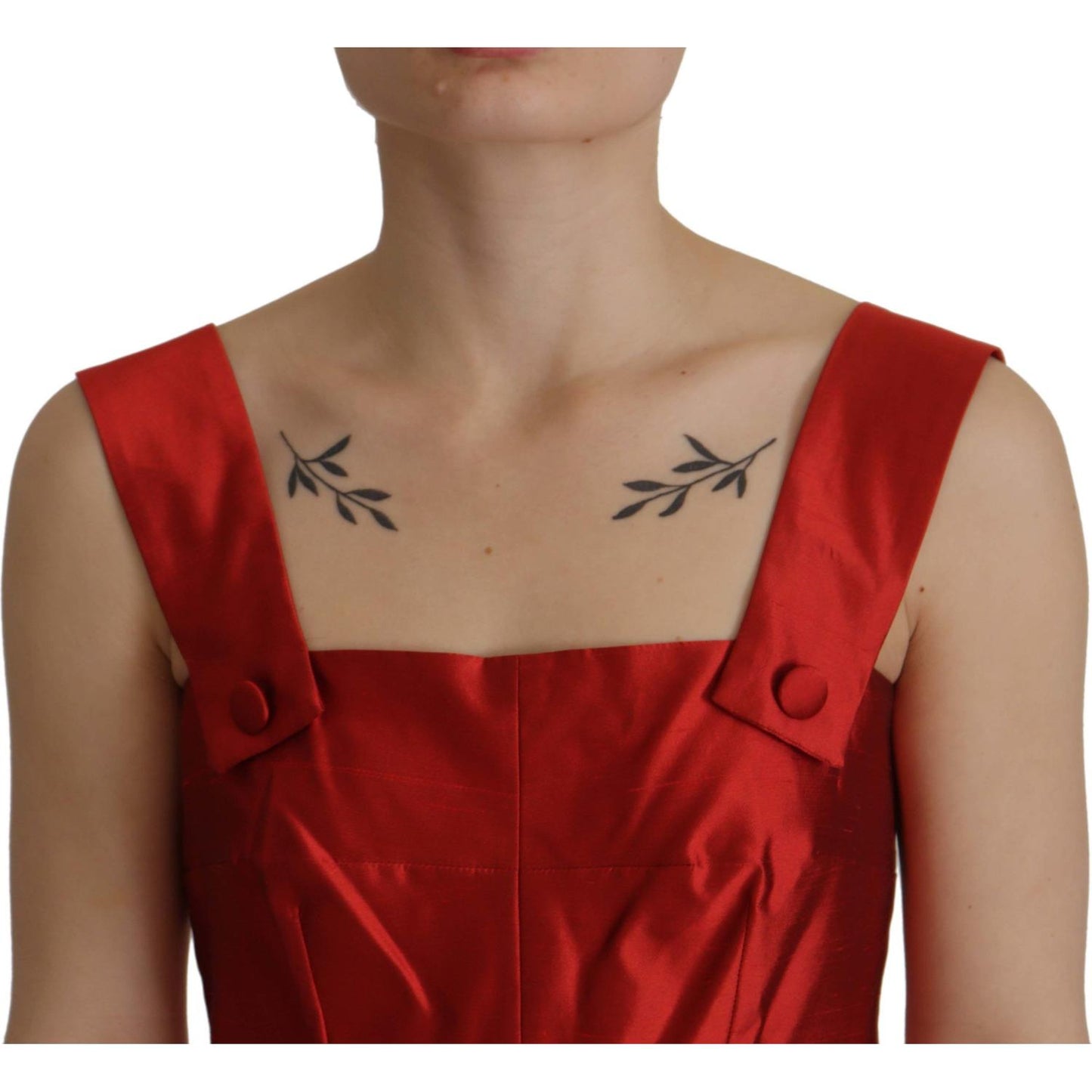Dolce & Gabbana Radiant Red Silk A-Line Midi Dress Dolce & Gabbana Sienna