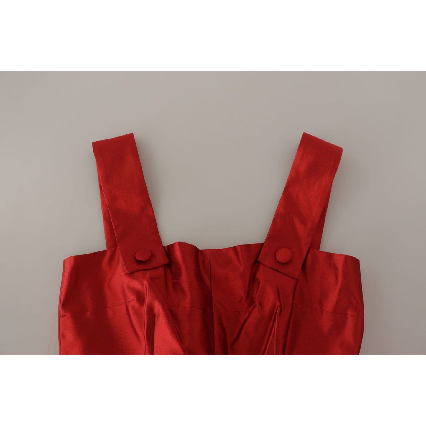 Dolce & Gabbana Radiant Red Silk A-Line Midi Dress Dolce & Gabbana Dark Gray