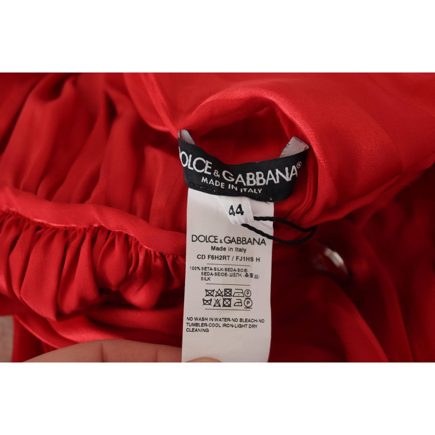 Dolce & Gabbana Elegant Red Silk Midi Dress with Button Detail Dolce & Gabbana Dark Red