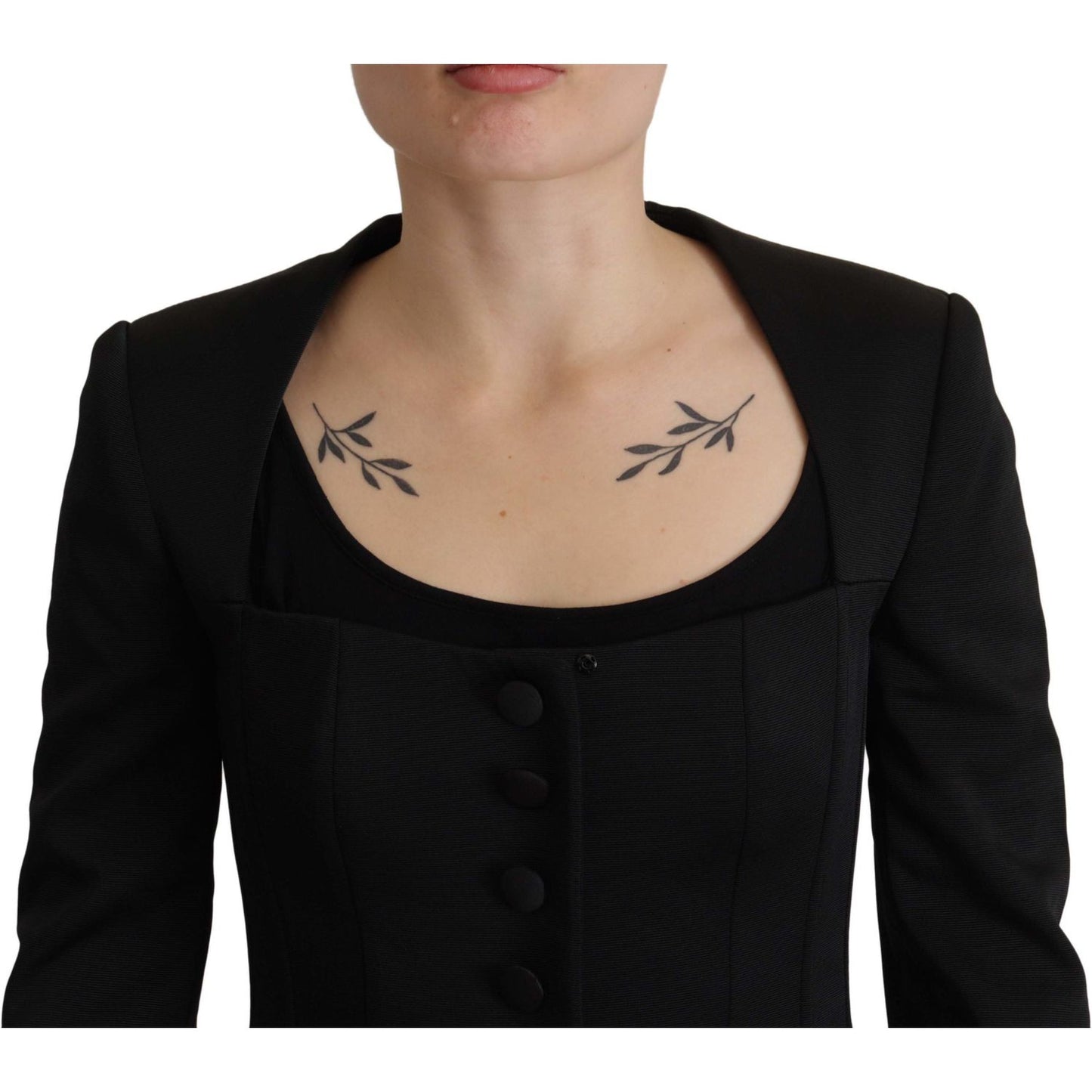 Dolce & Gabbana Sleek Black Snap Jacket with Silk Lining Dolce & Gabbana Black