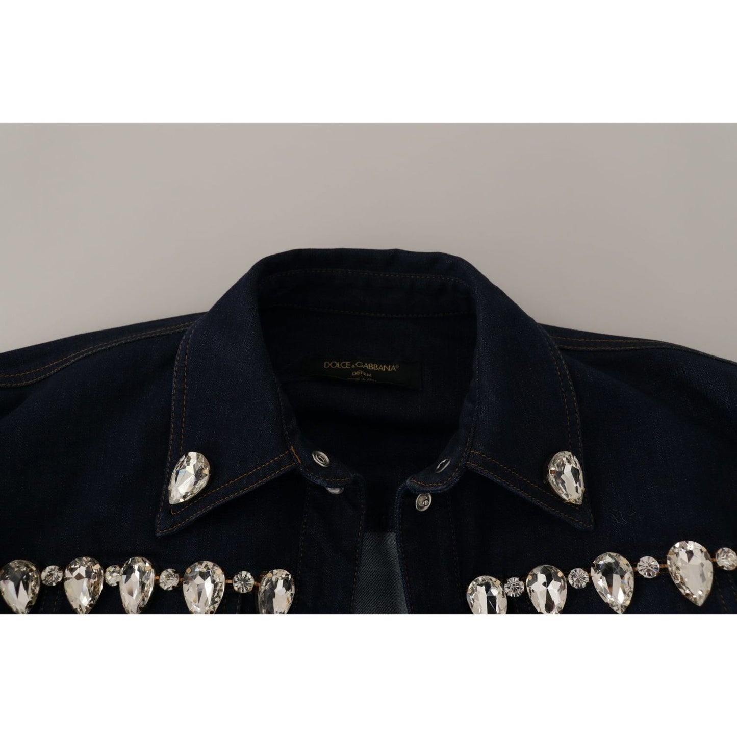 Dolce & Gabbana Elegant Crystal-Embellished Denim Jacket Dolce & Gabbana Dark Gray