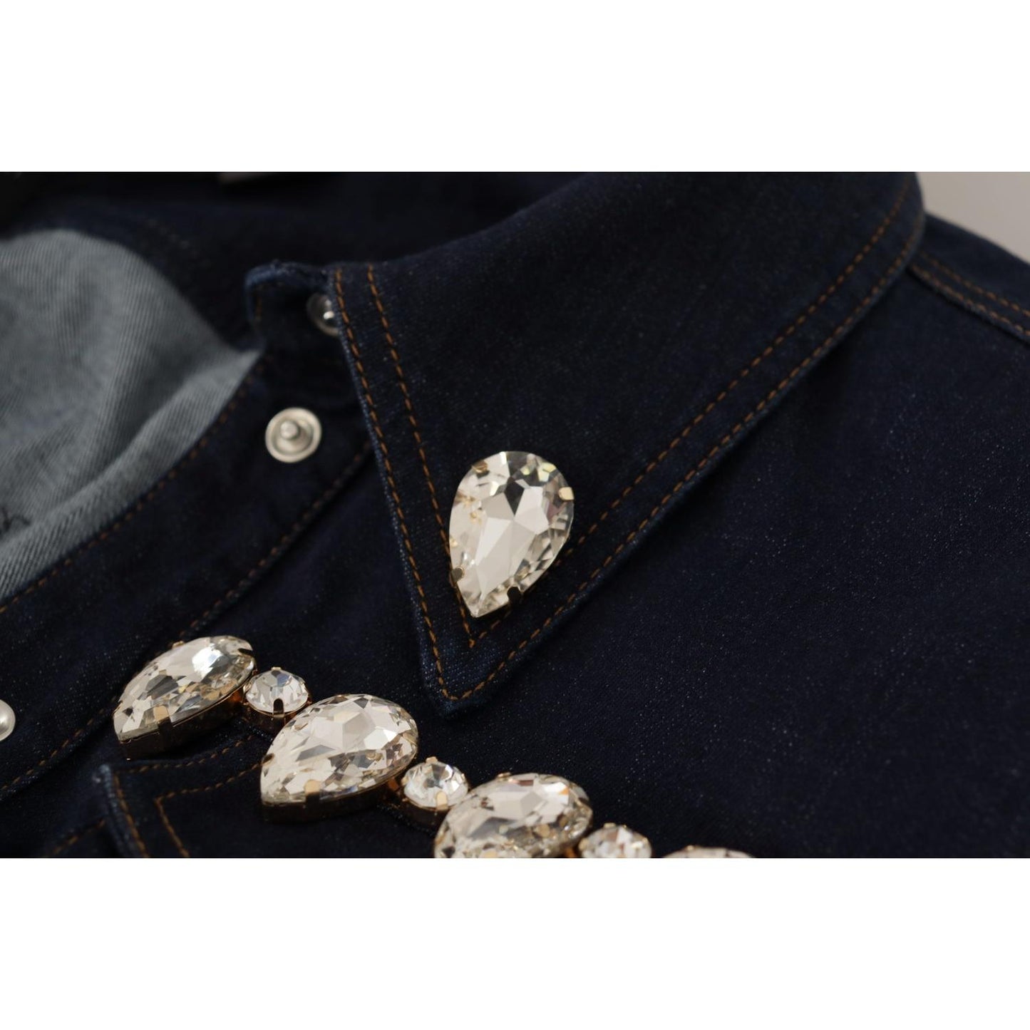 Dolce & Gabbana Elegant Crystal-Embellished Denim Jacket Dolce & Gabbana Black