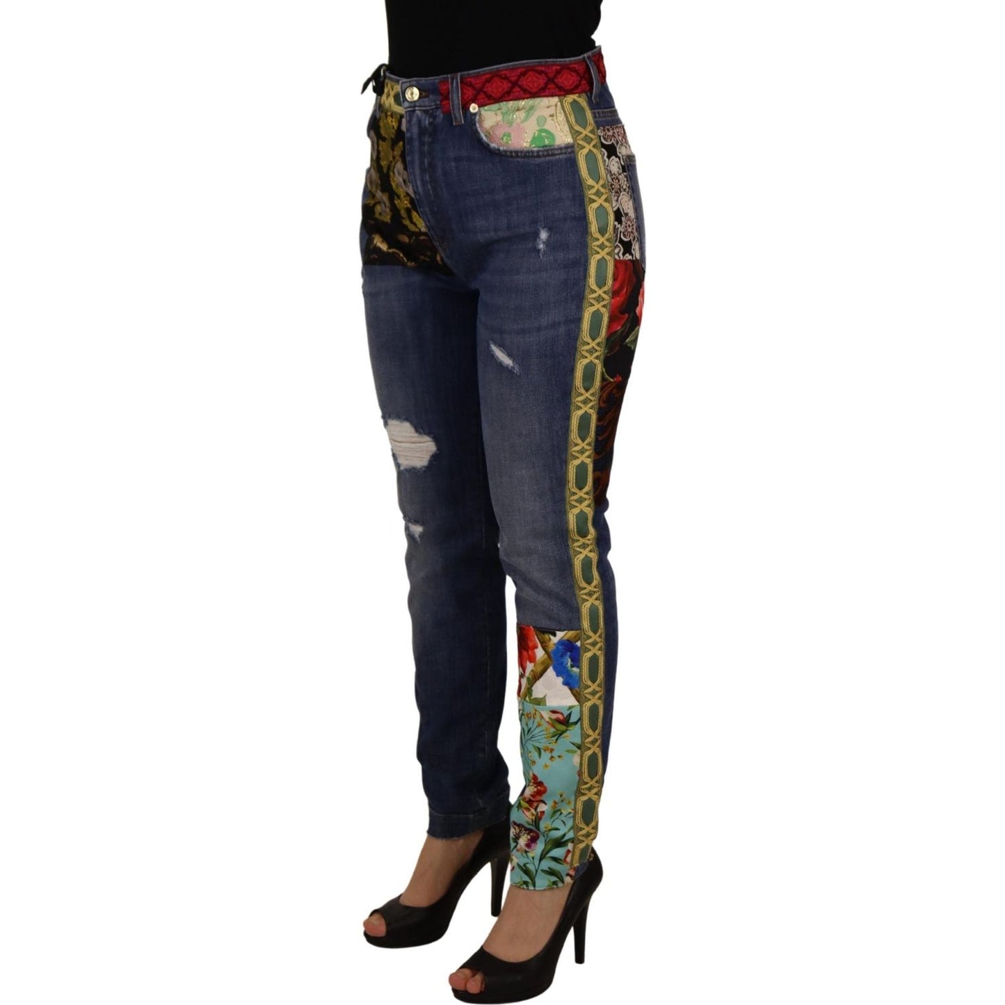 Dolce & Gabbana High Waist Patchwork Skinny Denim Dolce & Gabbana Dark Slate Gray